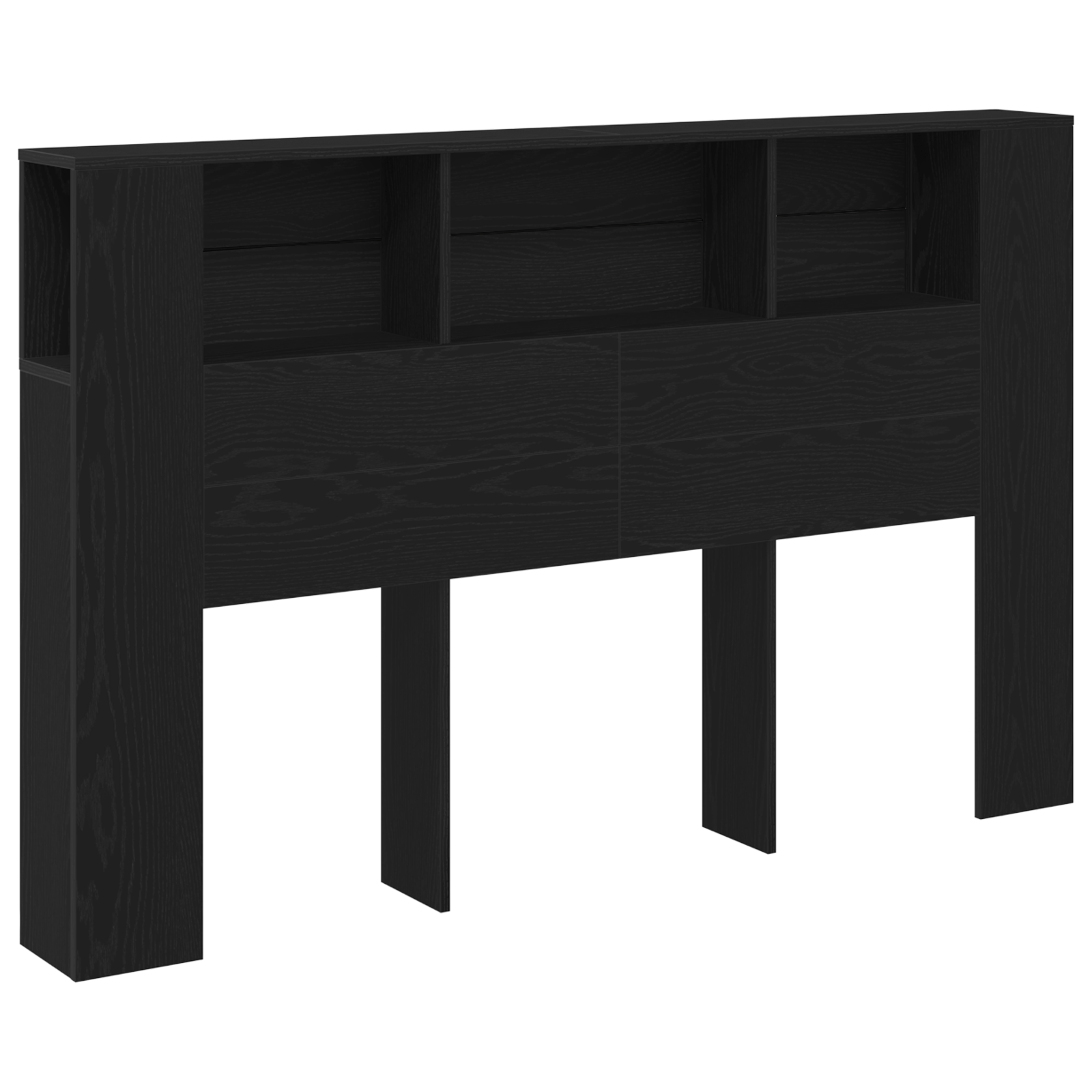 Black Oak Headboard Cabinet - 160x19x104.5 cm Made from Engineered Wood - Image 3