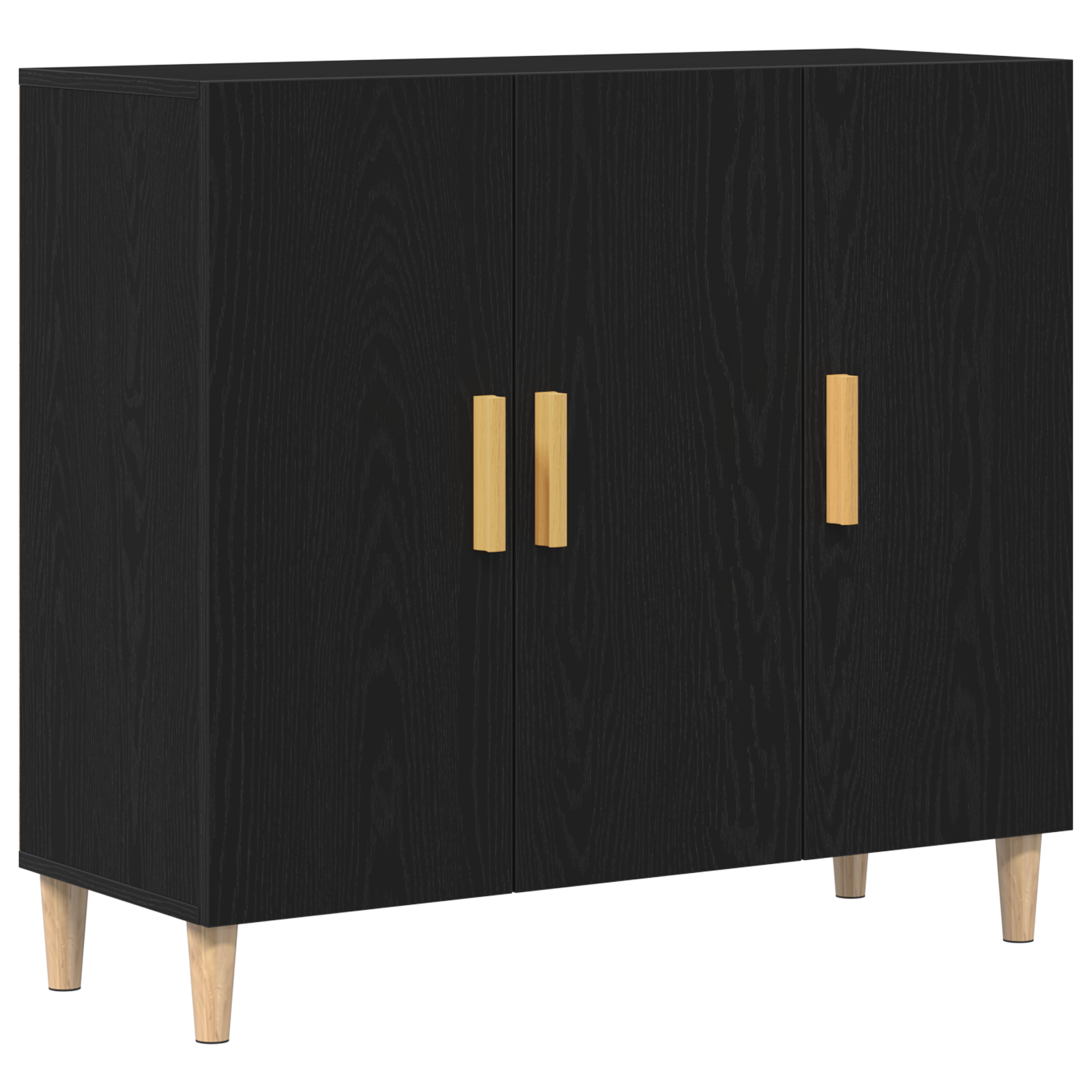 Black Oak Sideboard 90x34x80 cm Made from Engineered Wood - Image 2