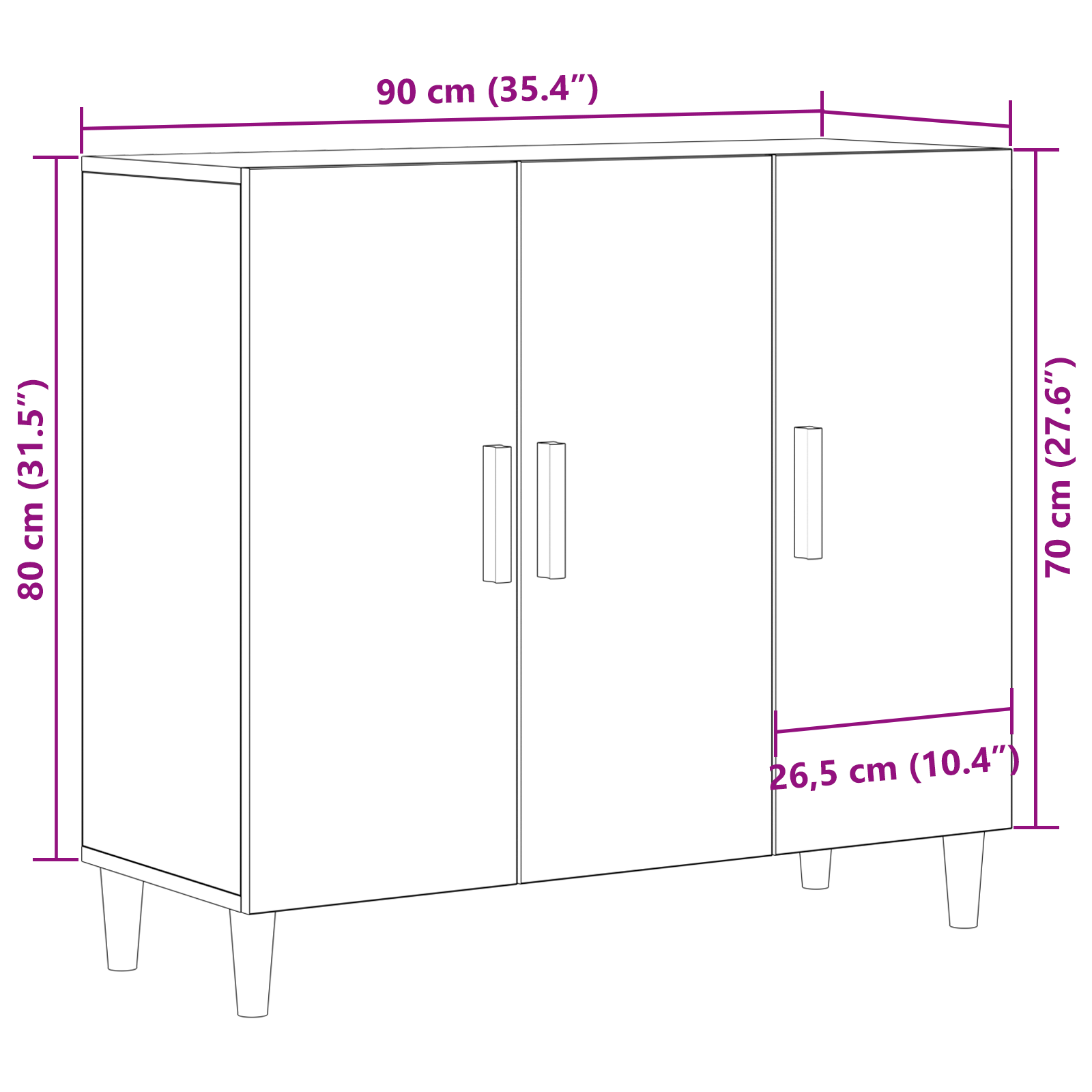 Black Oak Sideboard 90x34x80 cm Made from Engineered Wood - Image 10