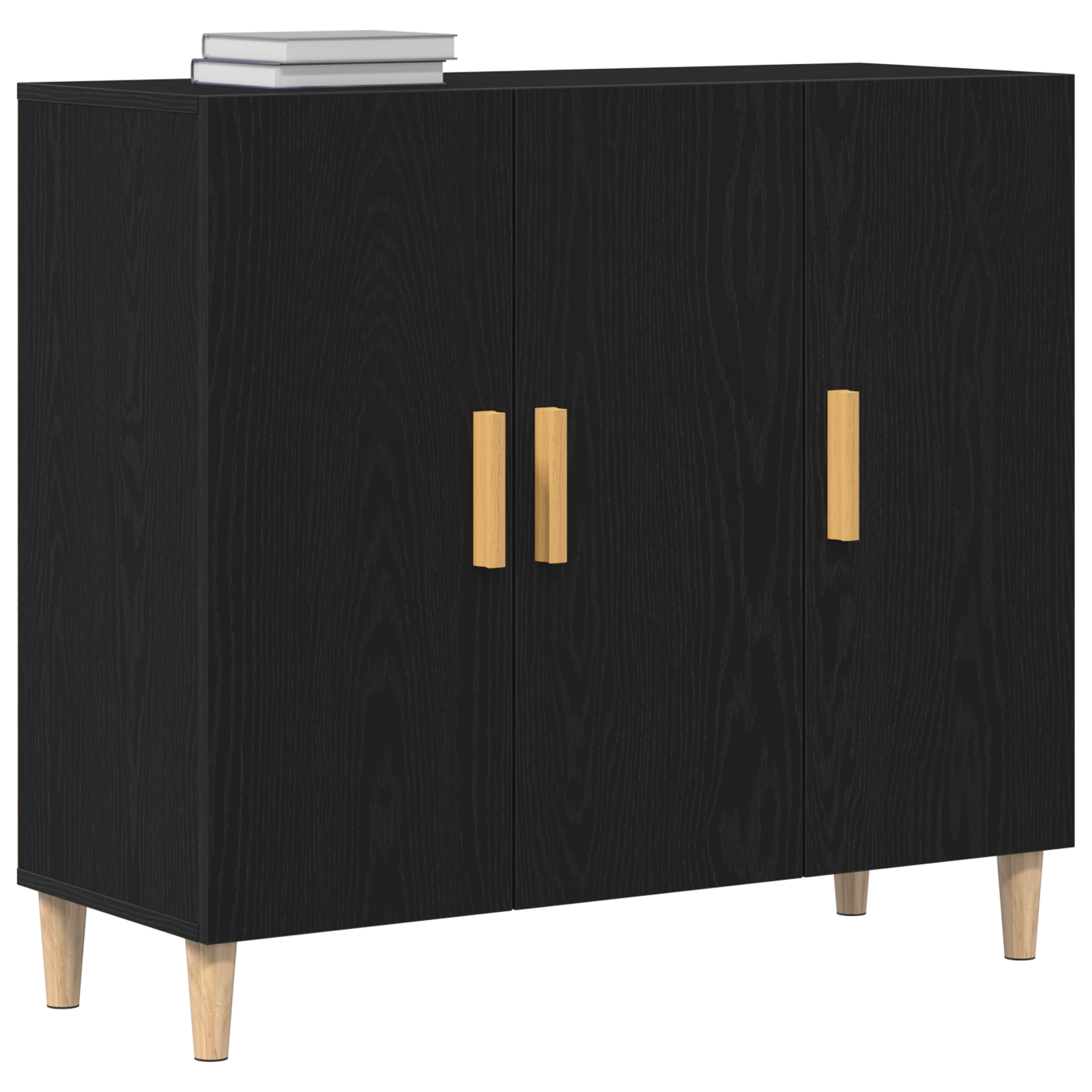 Black Oak Sideboard 90x34x80 cm Made from Engineered Wood - Image 3