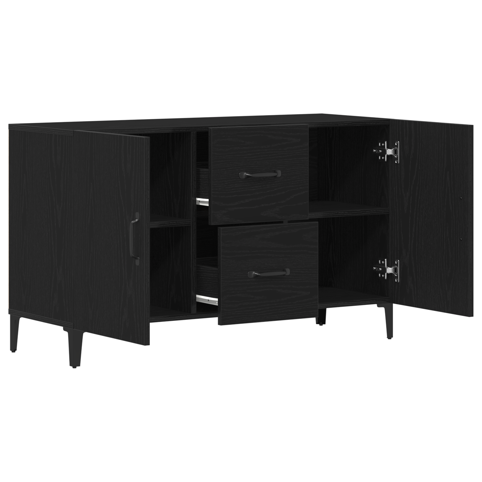 Black Oak Sideboard - 100 x 36 x 60 cm - Made of Engineered Wood - Image 5