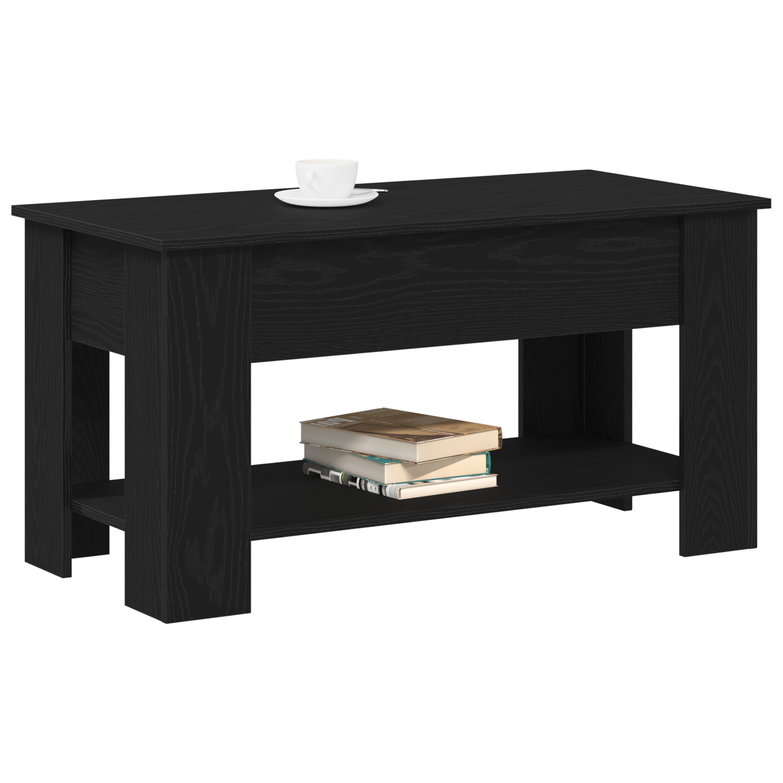 Black Oak Coffee Table - 101x49x52 cm Made from Engineered Wood - Image 3