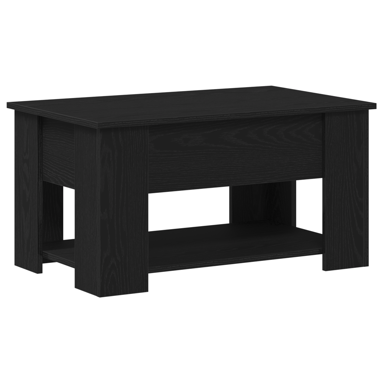 Black Oak Coffee Table 79x49x41 cm Made of Engineered Wood - Image 8