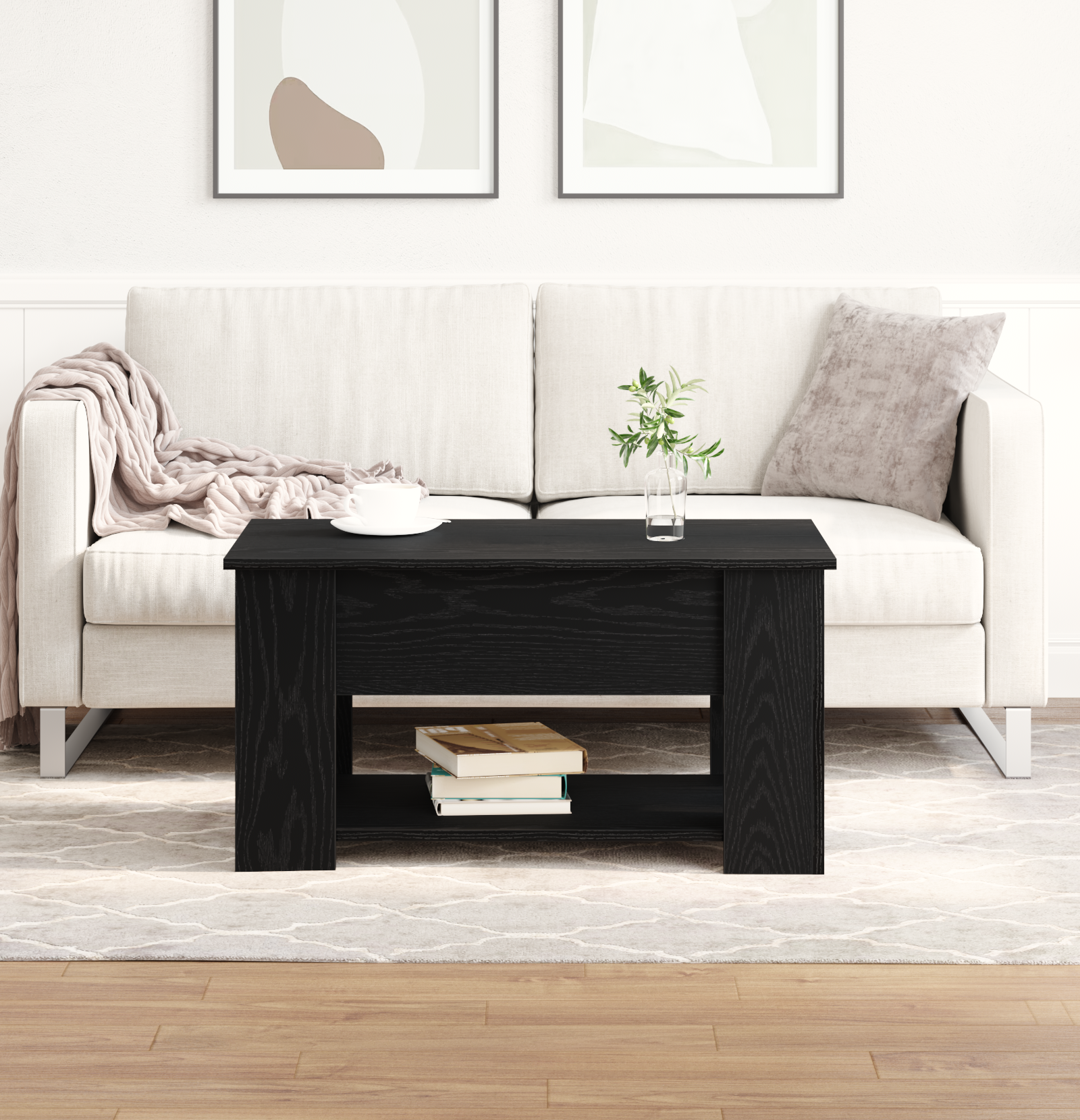 Black Oak Coffee Table 79x49x41 cm Made of Engineered Wood