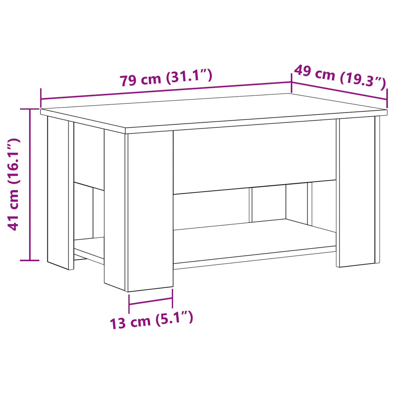Black Oak Coffee Table 79x49x41 cm Made of Engineered Wood - Image 10