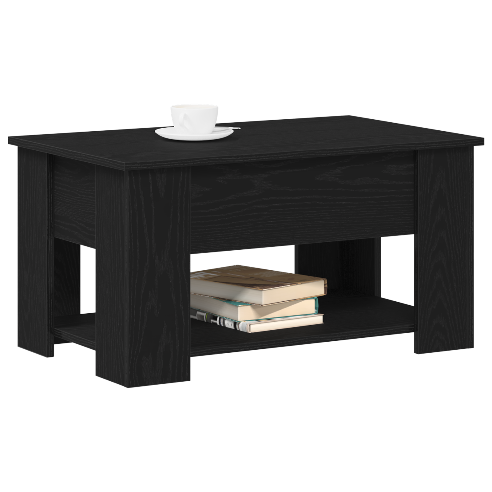 Black Oak Coffee Table 79x49x41 cm Made of Engineered Wood - Image 3