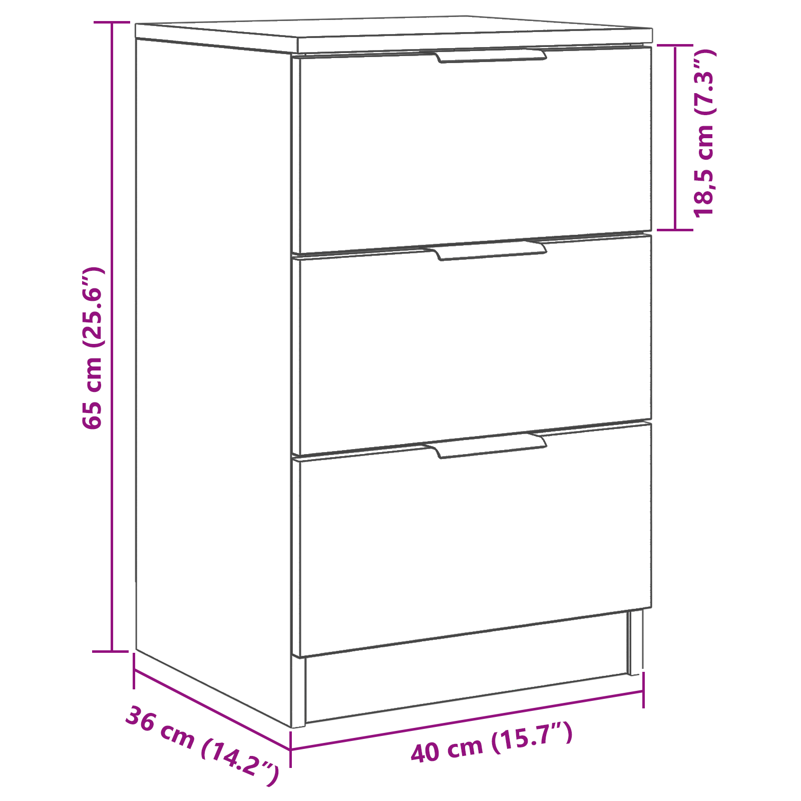 Black Oak Bedside Cabinet - 40x65x65 cm, Made from Engineered Wood - Image 11