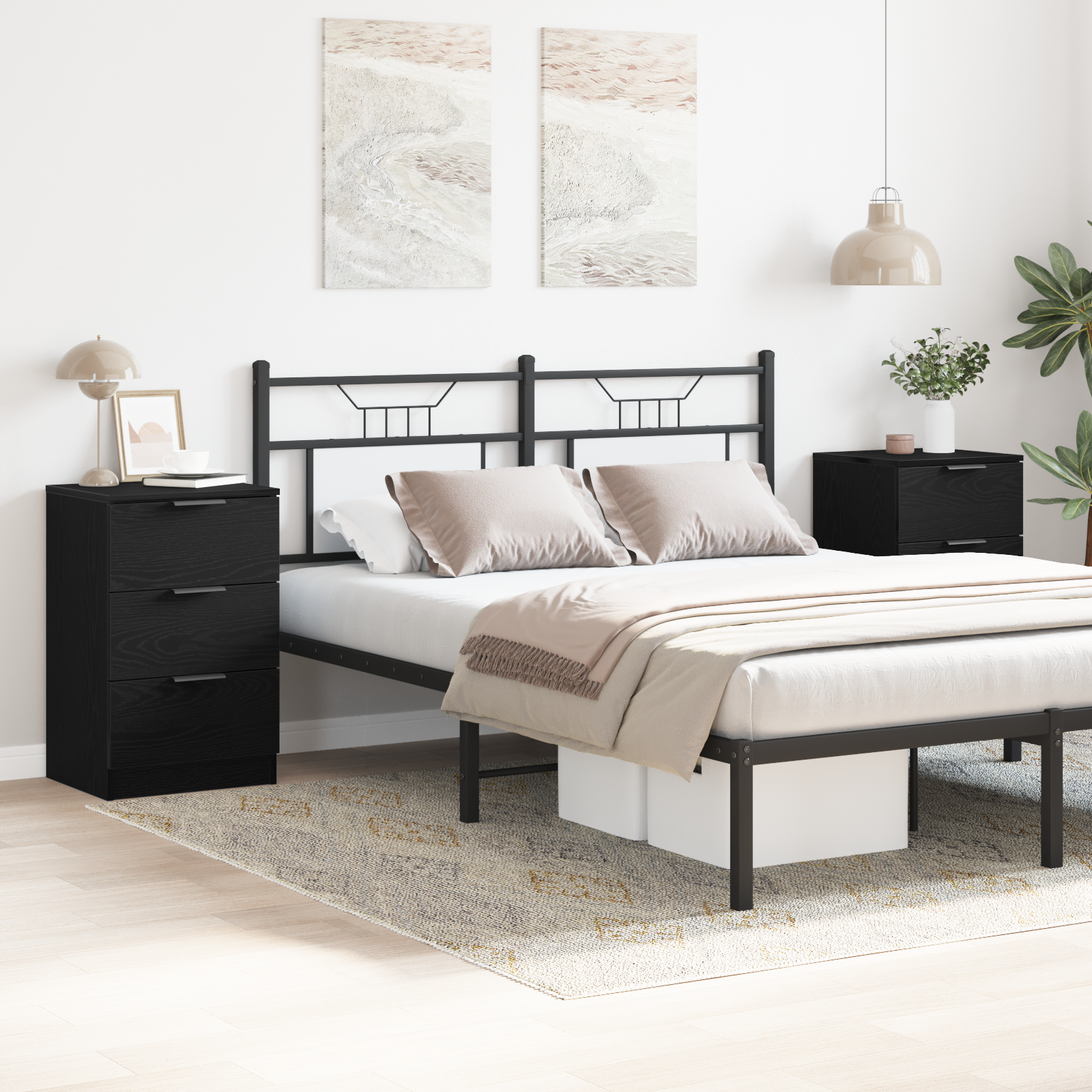 Nightstands 2 pack Black Oak 40x65x65 cm Made of Engineered Wood - Image 4