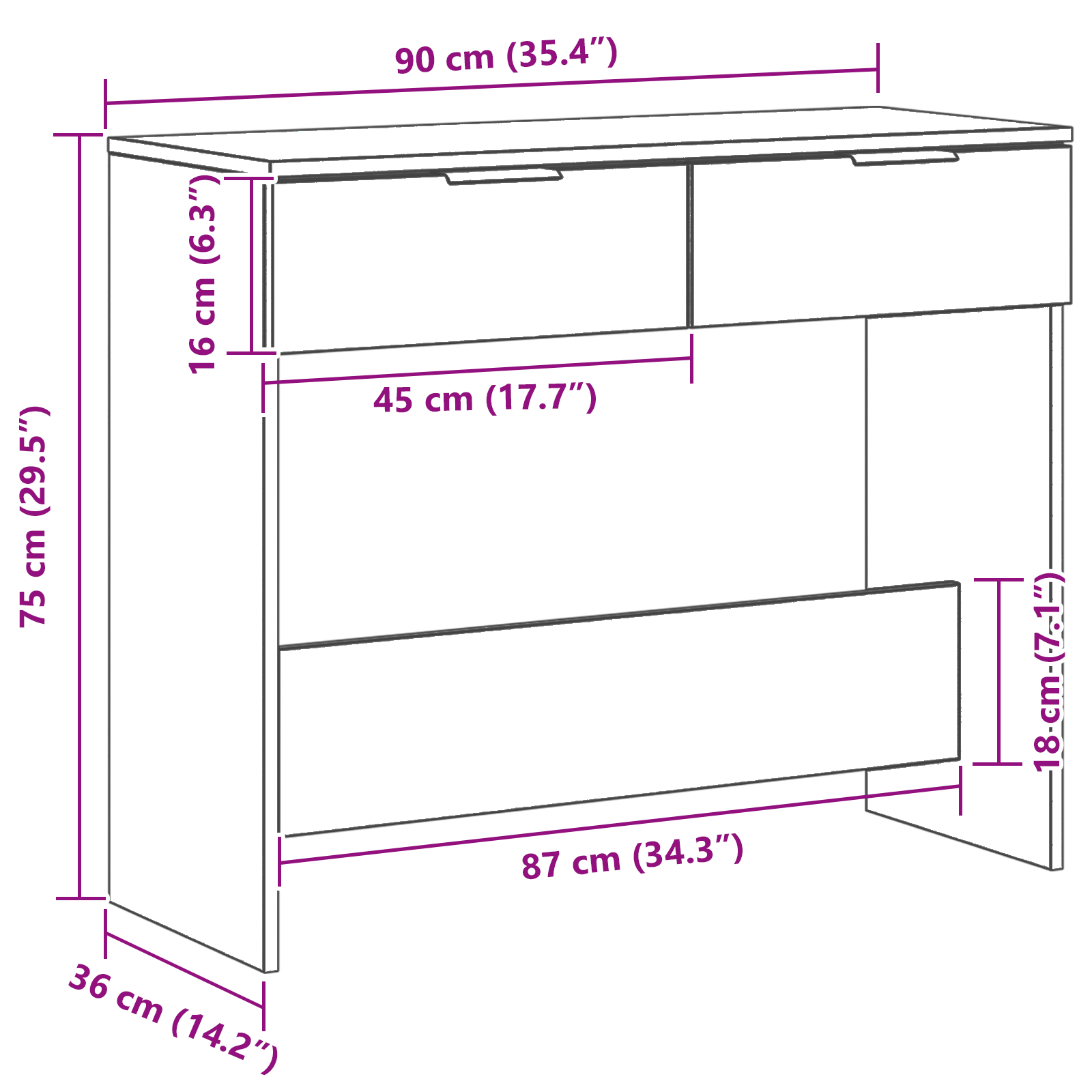 Console Table Black Oak 90x36x75 cm Engineered Wood - Image 11