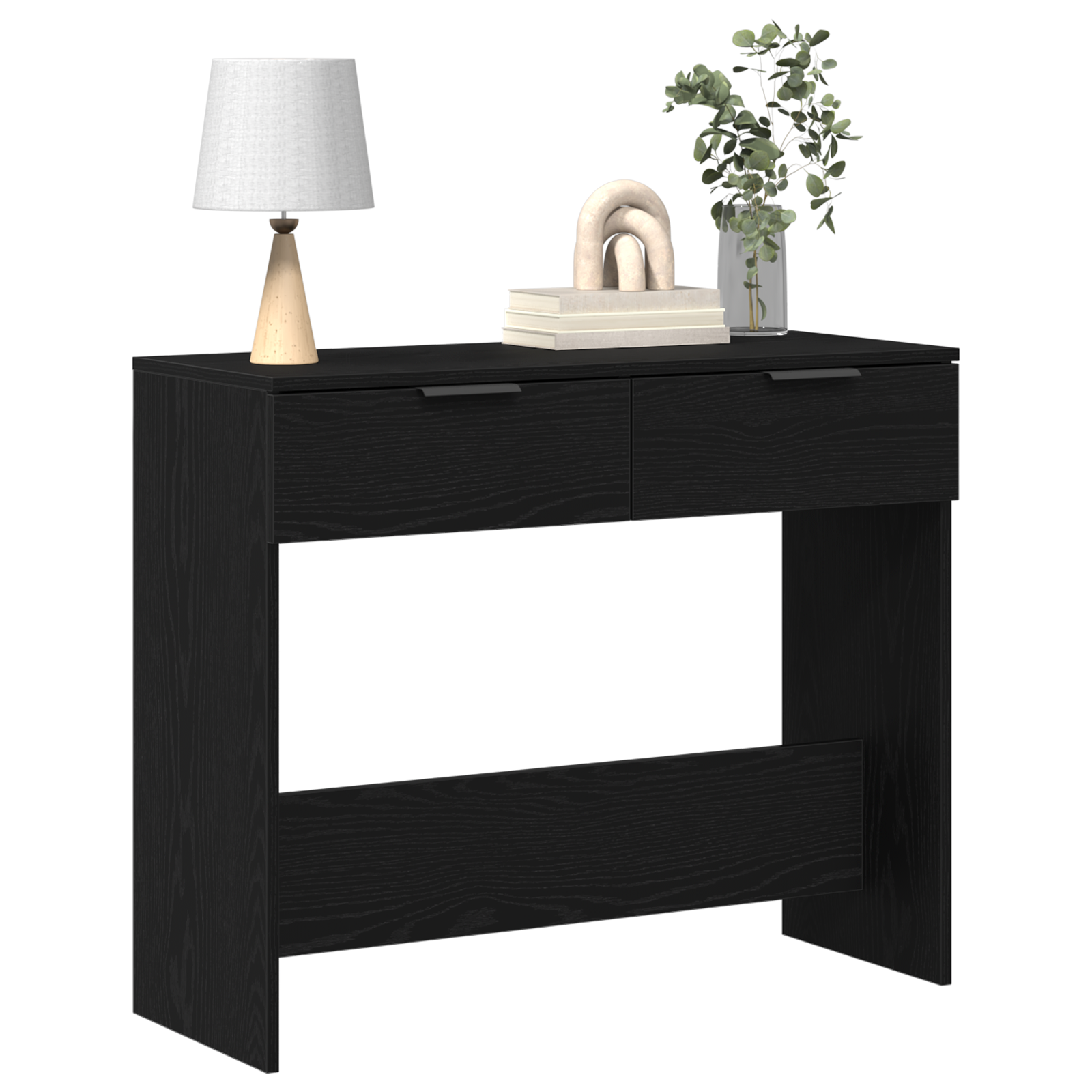 Console Table Black Oak 90x36x75 cm Engineered Wood - Image 3