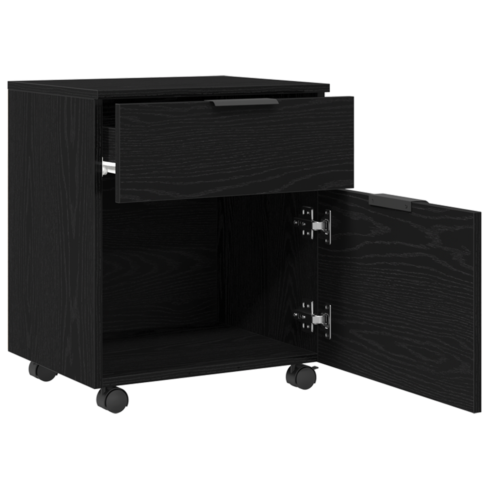 Mobile File Cabinet with Wheels Black Oak 45x38x54 cm - Image 5