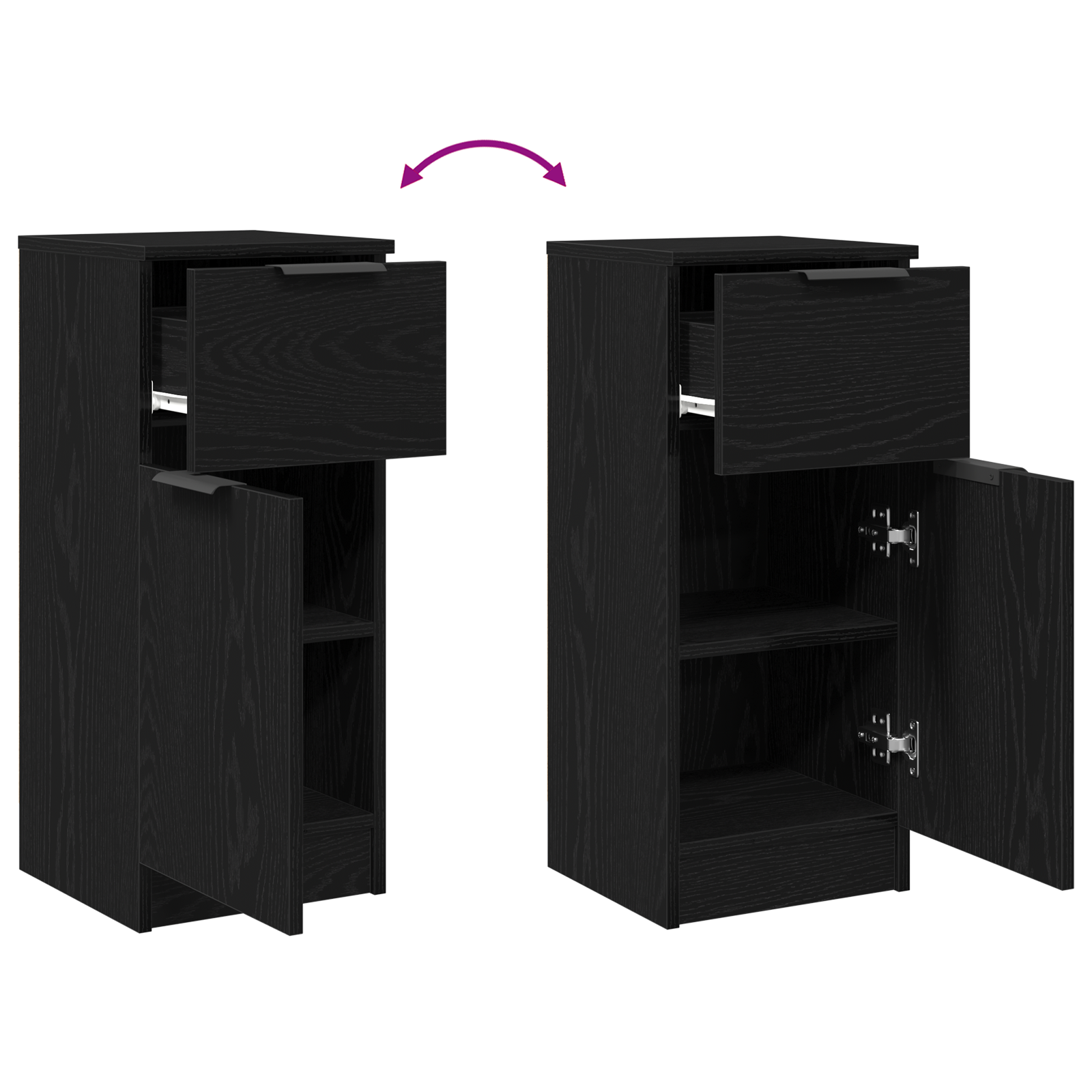 Sideboard Black Oak 30x30x70 cm Engineered Wood - Image 11