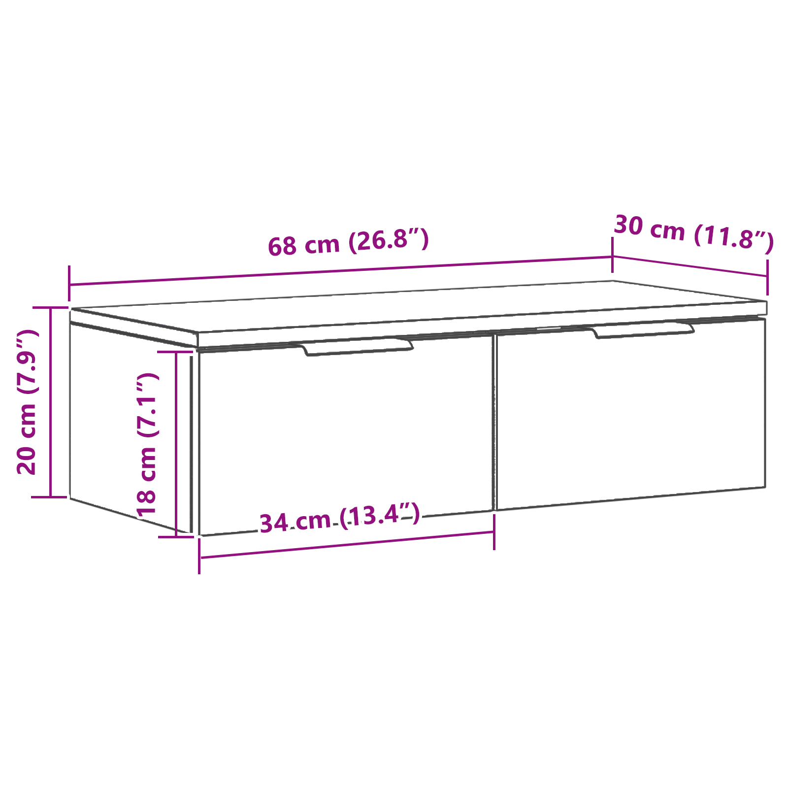 Black Oak Wall Cabinet 68x30x20 cm Made from Engineered Wood - Image 11