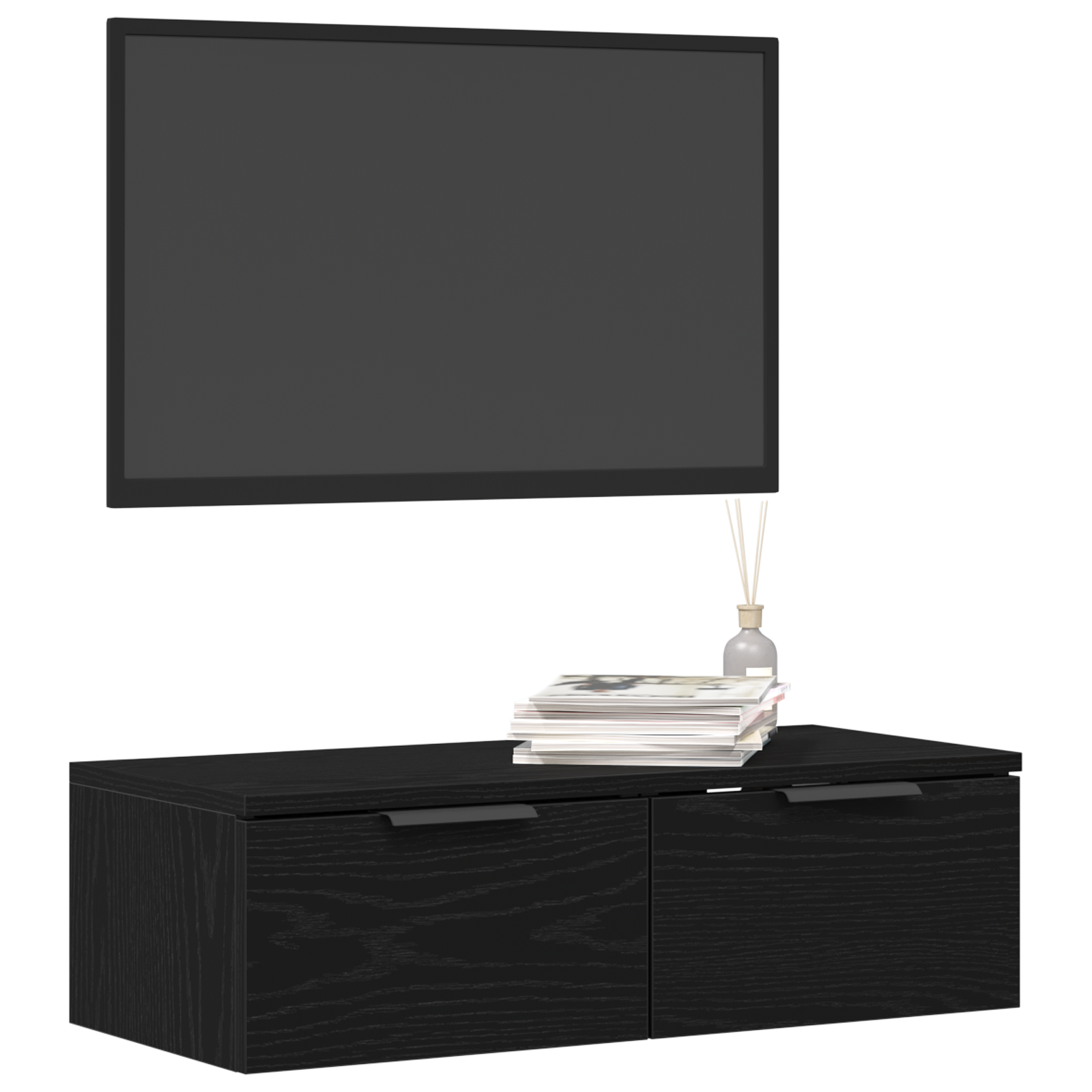 Black Oak Wall Cabinet 68x30x20 cm Made from Engineered Wood - Image 3