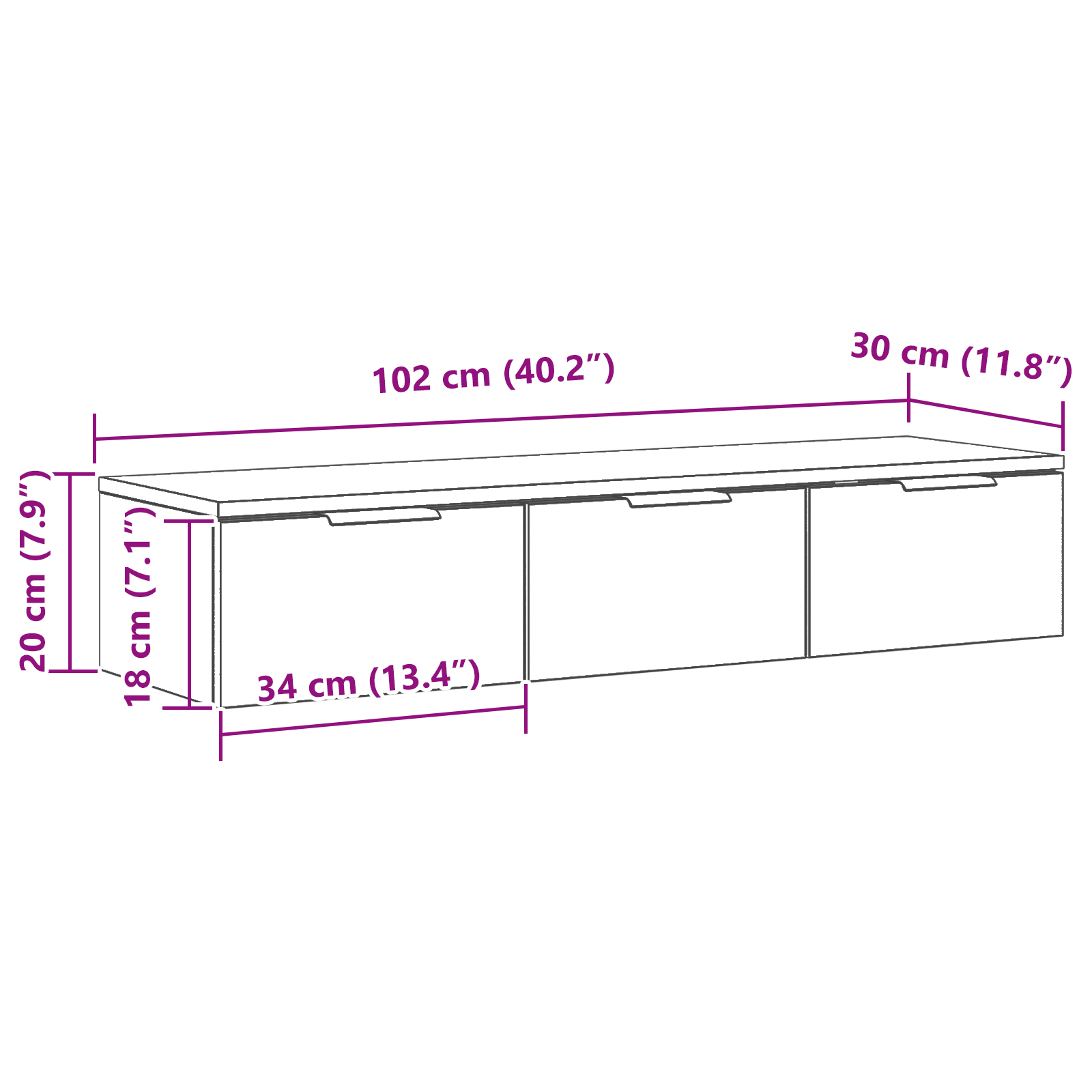 Black Oak Wall Cabinet 102x30x20 cm Made of Engineered Wood - Image 11