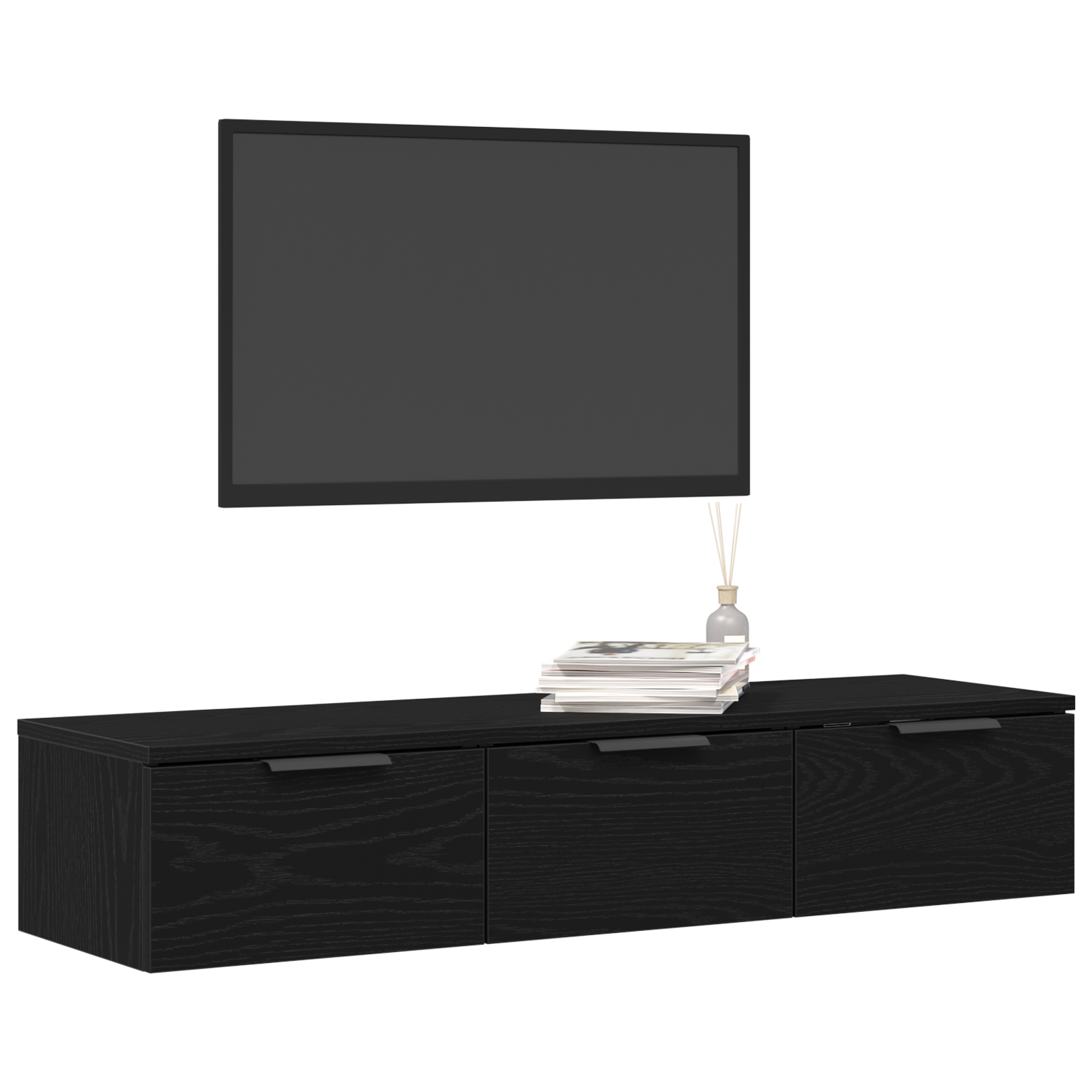 Black Oak Wall Cabinet 102x30x20 cm Made of Engineered Wood - Image 3