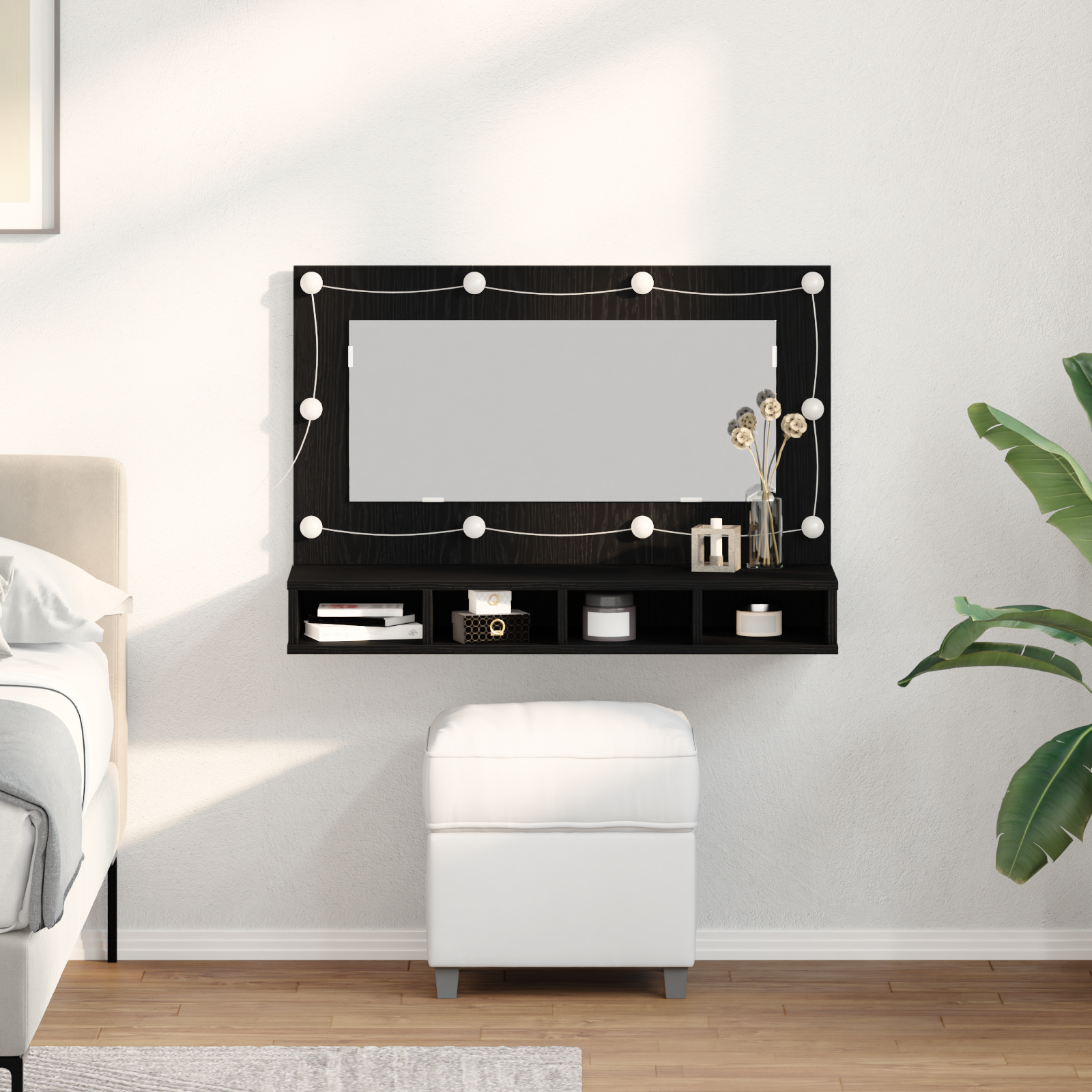 Mueble con Espejo LED Armario Maquillaje Tocador para Dormitorio Madera vidaXL - Imagen 132 de 143
