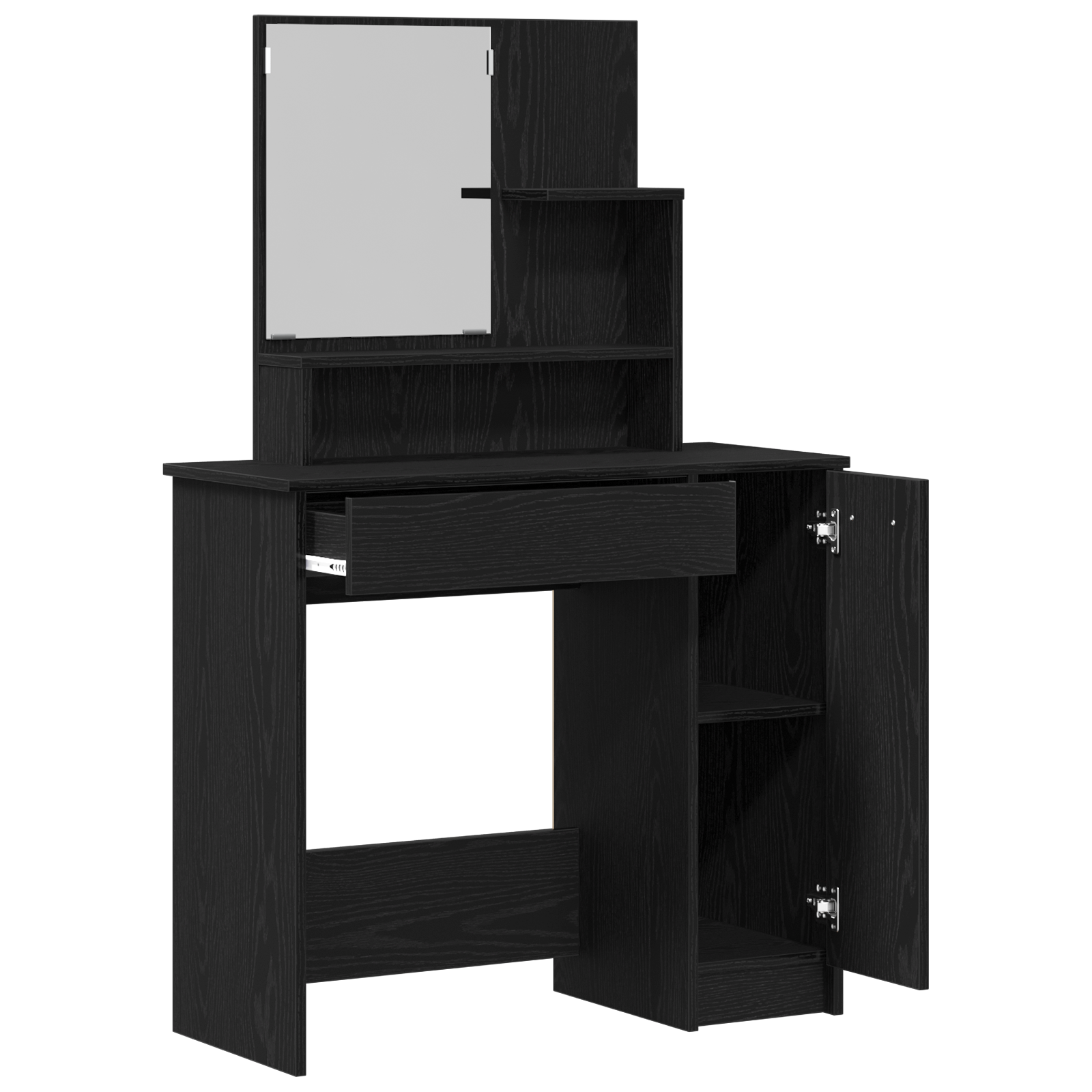 Black Oak Dressing Table with Mirror - 86.5 x 35 x 136 cm - Image 2