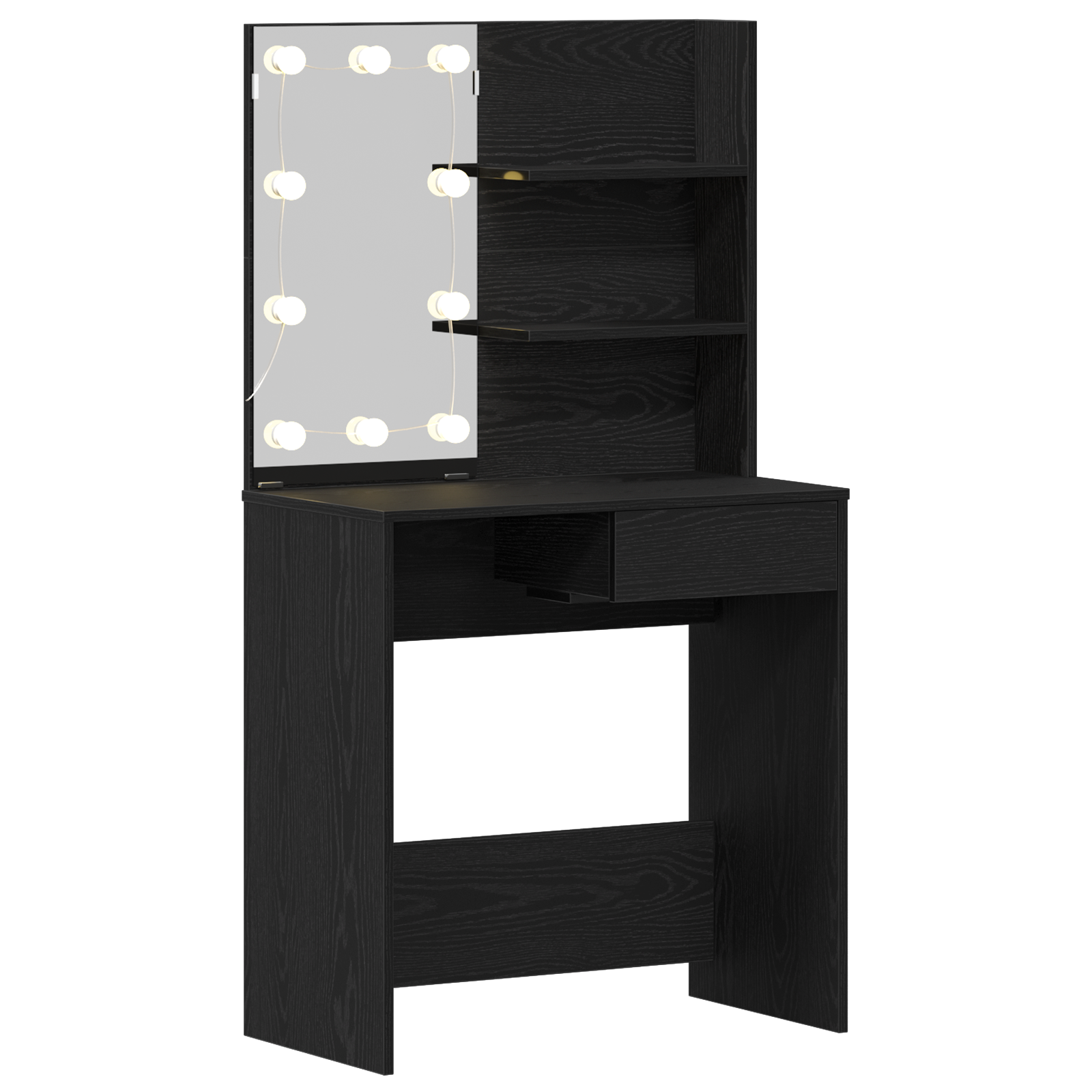 Thumbnail - vidaXL LED Schminktisch in Schwarz-Eiche - 74.5x40x141 cm, aus Holzwerkstoff