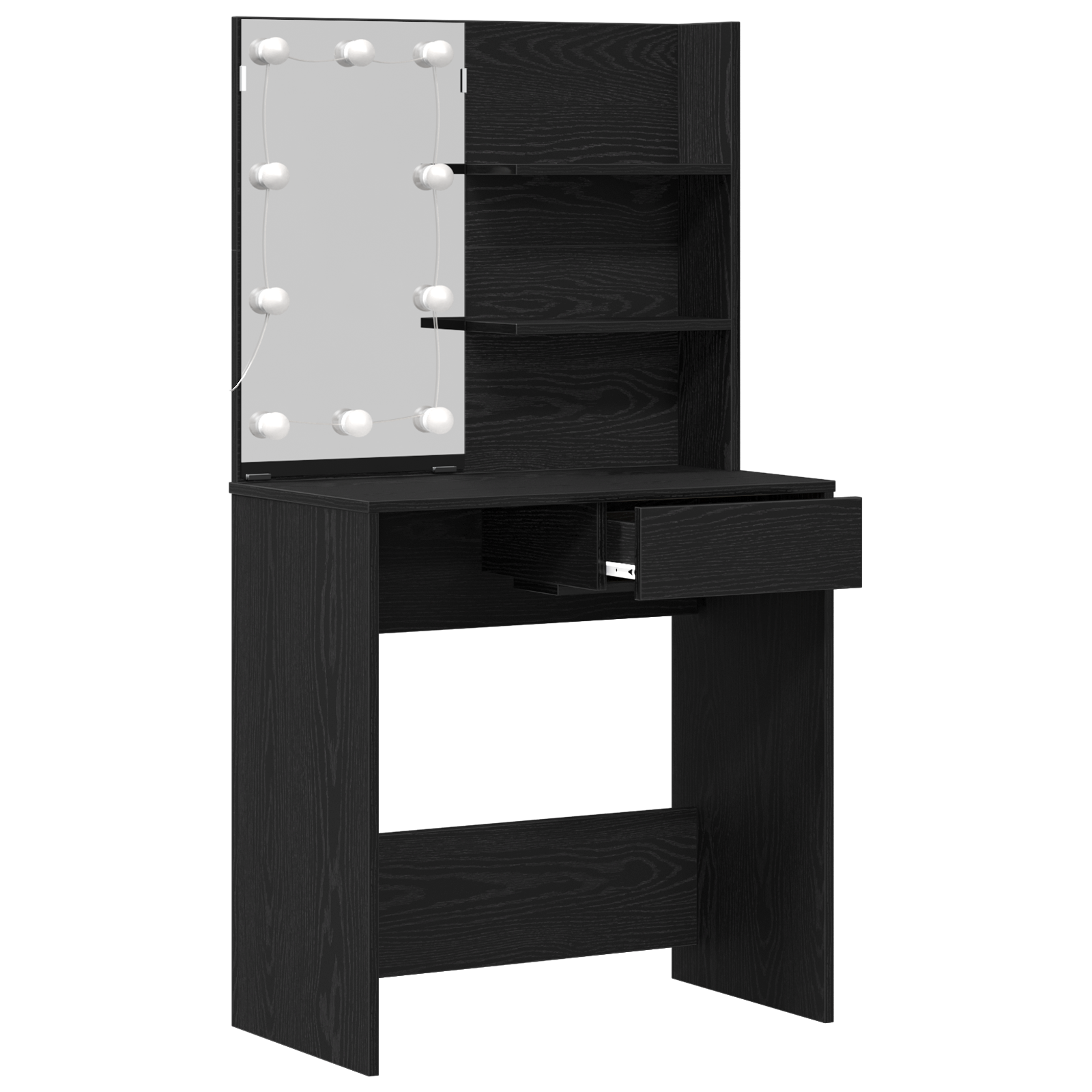 LED Dressing Table in Black Oak - 74.5x40x141 cm, Made with Engineered Wood - Image 4
