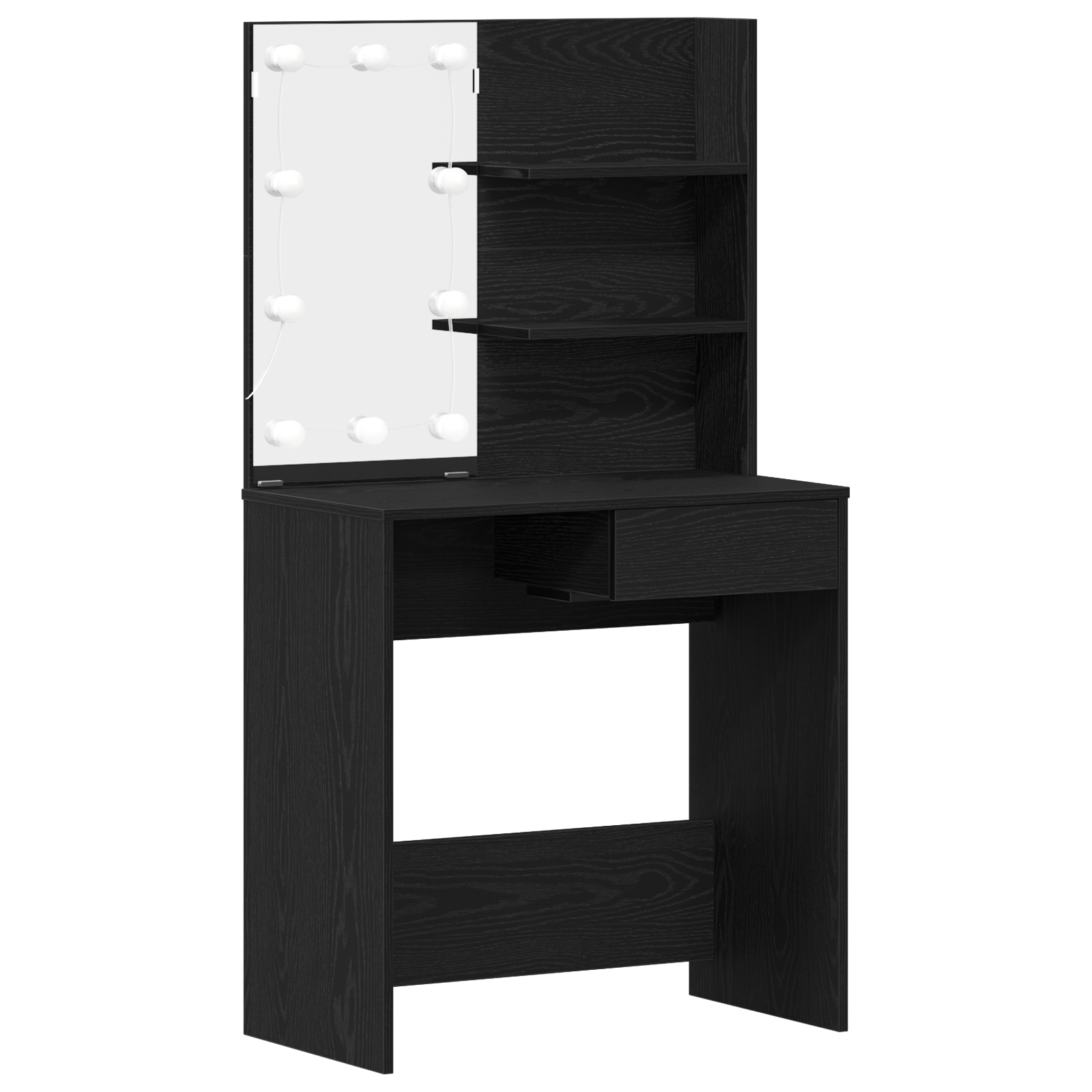 LED Dressing Table in Black Oak - 74.5x40x141 cm, Made with Engineered Wood - Image 5