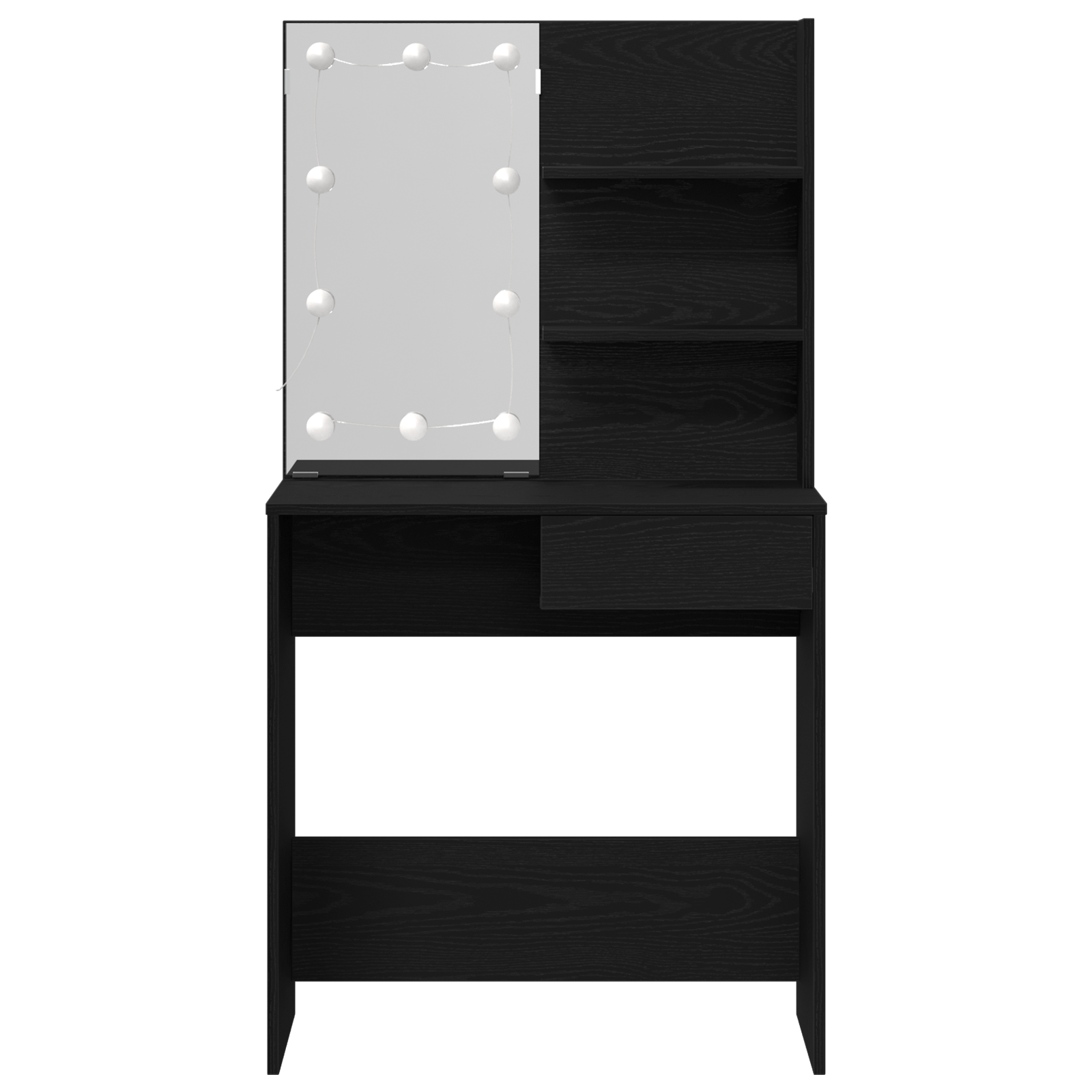 LED Dressing Table in Black Oak - 74.5x40x141 cm, Made with Engineered Wood - Image 7