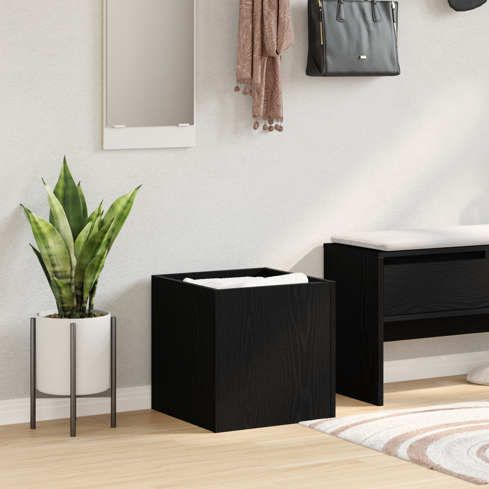 Planter Box Black Oak 40x40x40 cm Engineered Wood - Image 4