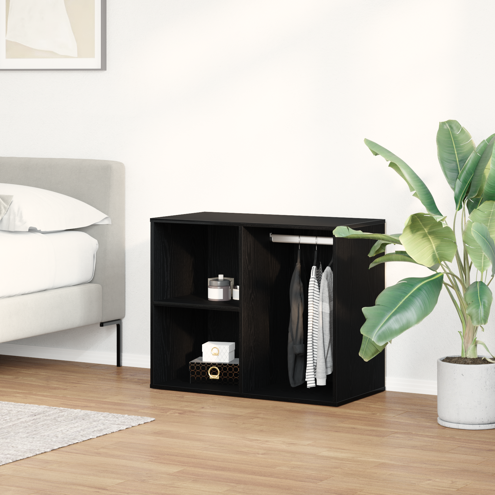 Black Oak Cosmetic Cabinet - 80x40x65 cm, Made from Engineered Wood