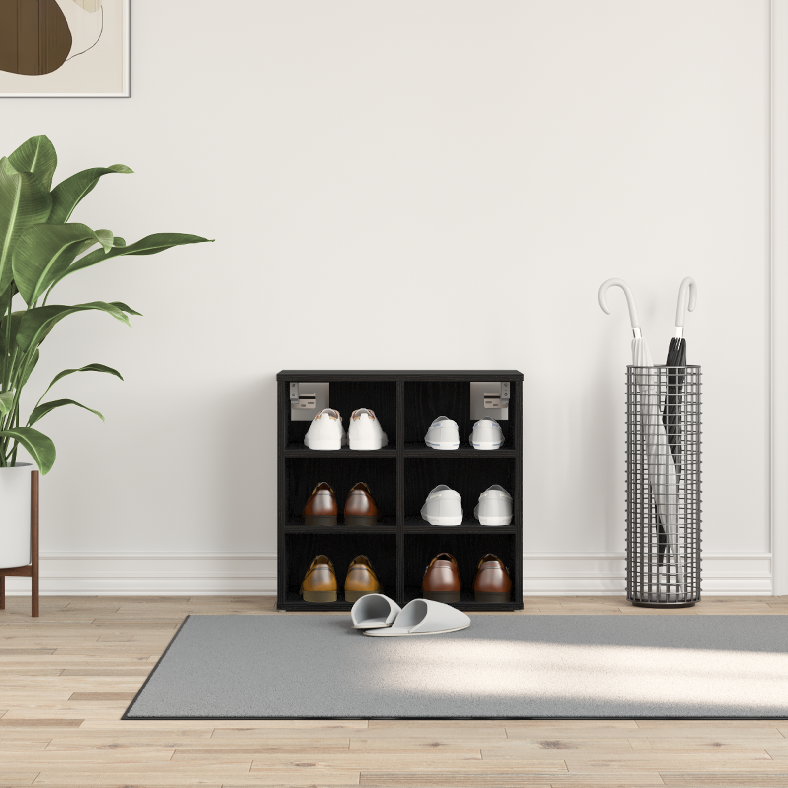 Shoe Cabinet Black Oak 52.5x30x50 cm