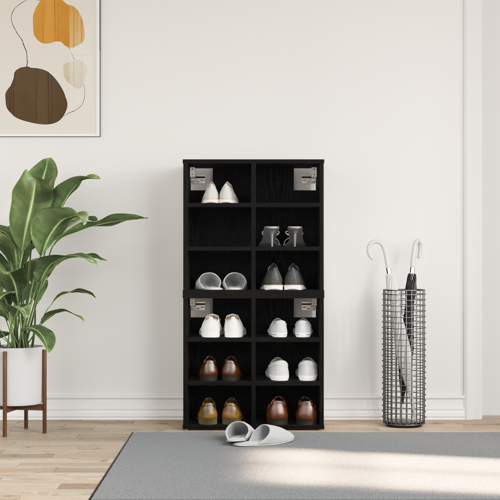 Shoe Cabinets 2 pcs Black Oak 52.5x30x50 cm