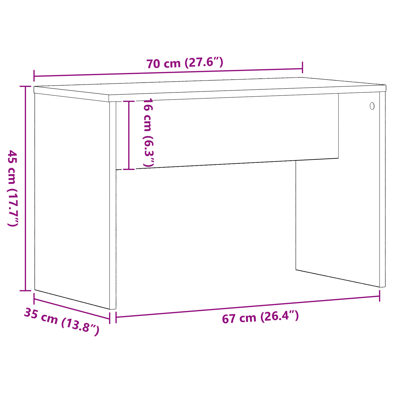makiažo suolas Juodas ąžuolas 70x35x45 cm Inžinerinis medis - Image 8