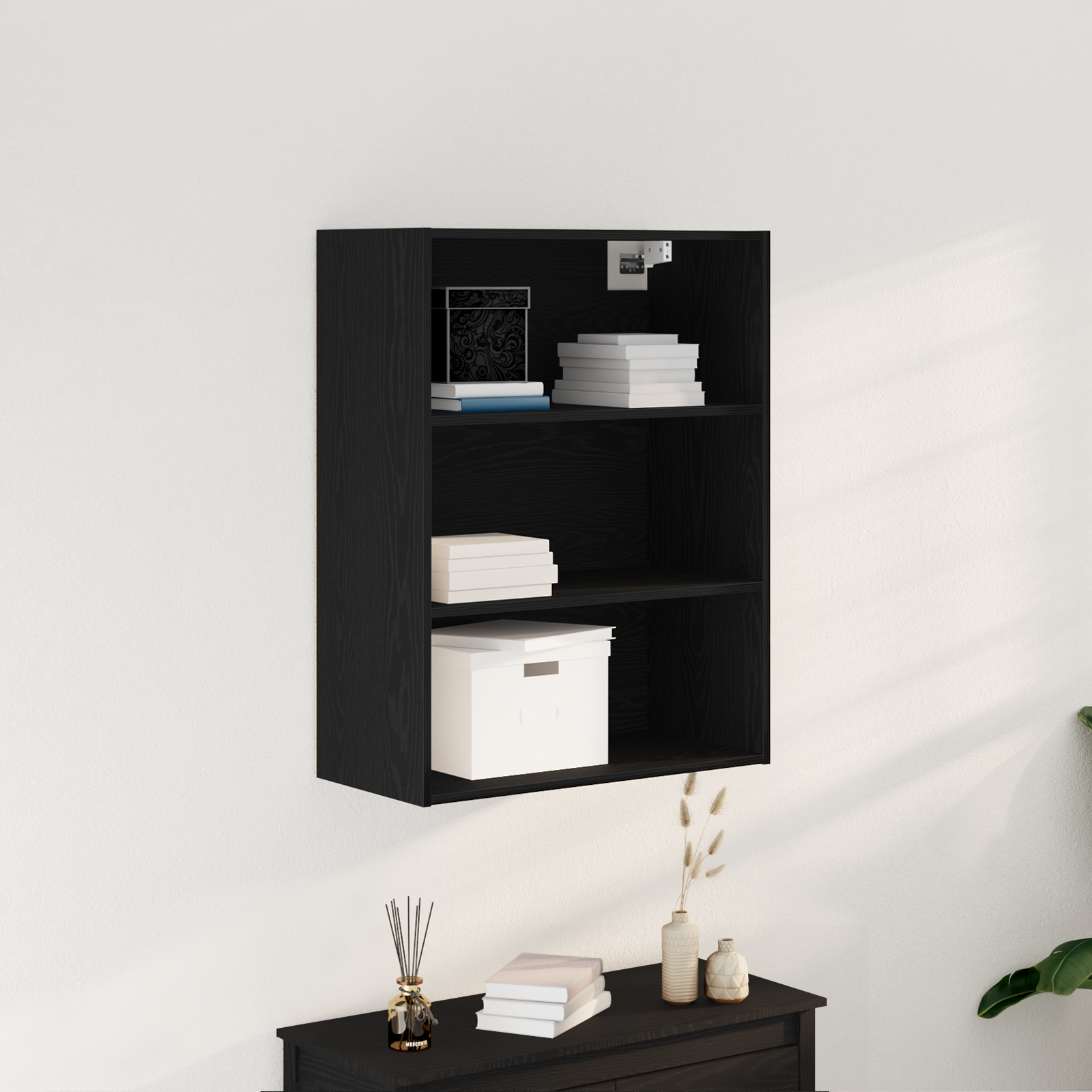 Hanging Wall Cabinet Black Oak 69.5 x 32.5 x 90 cm - Image 4