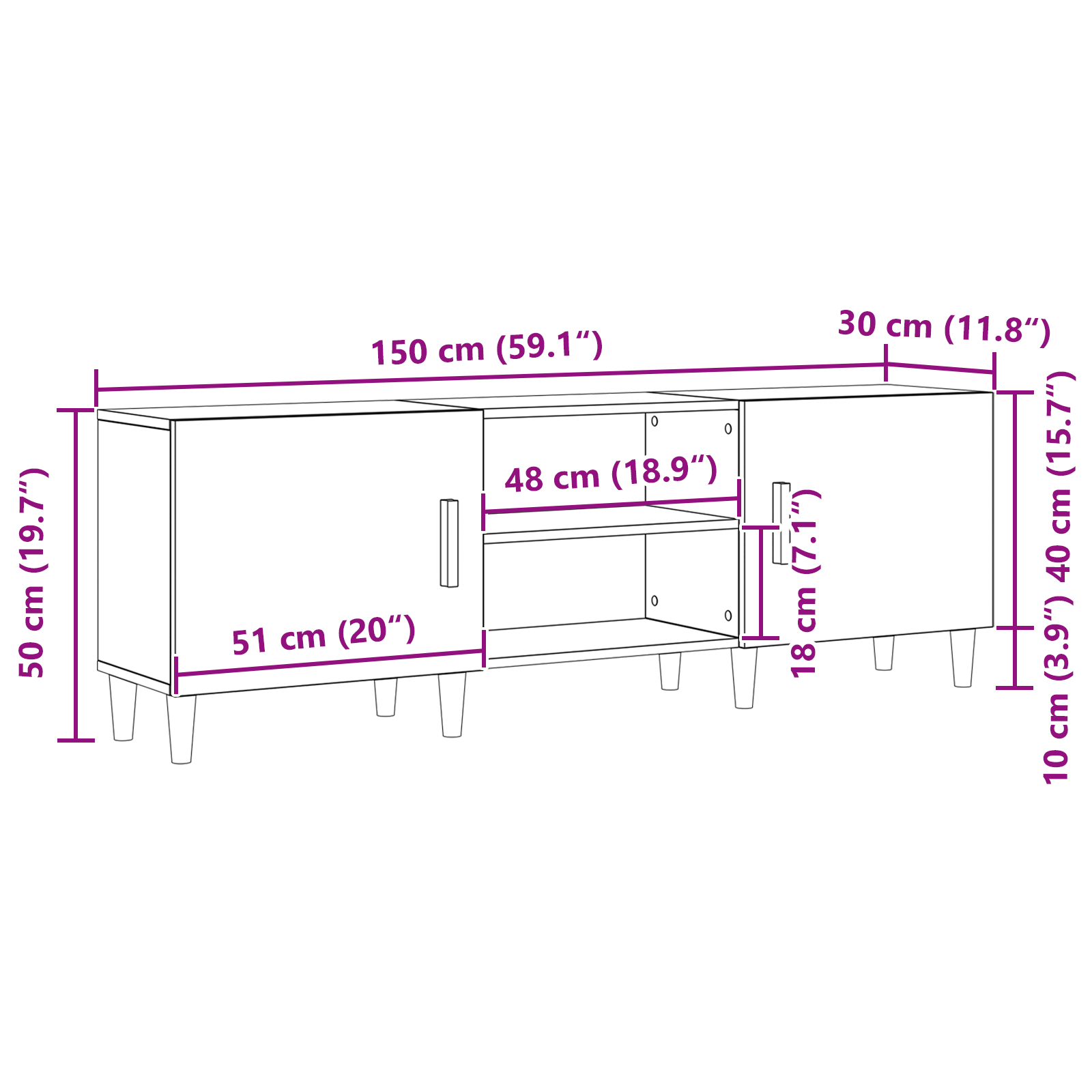 Telerikapp Must tamm 150 x 30 x 50 cm Tehispuit 11 Kõik vajalik sinu aeda ja koju! Telerikapp Must tamm 150 x 30 x 50 cm Tehispuit - Image 11
