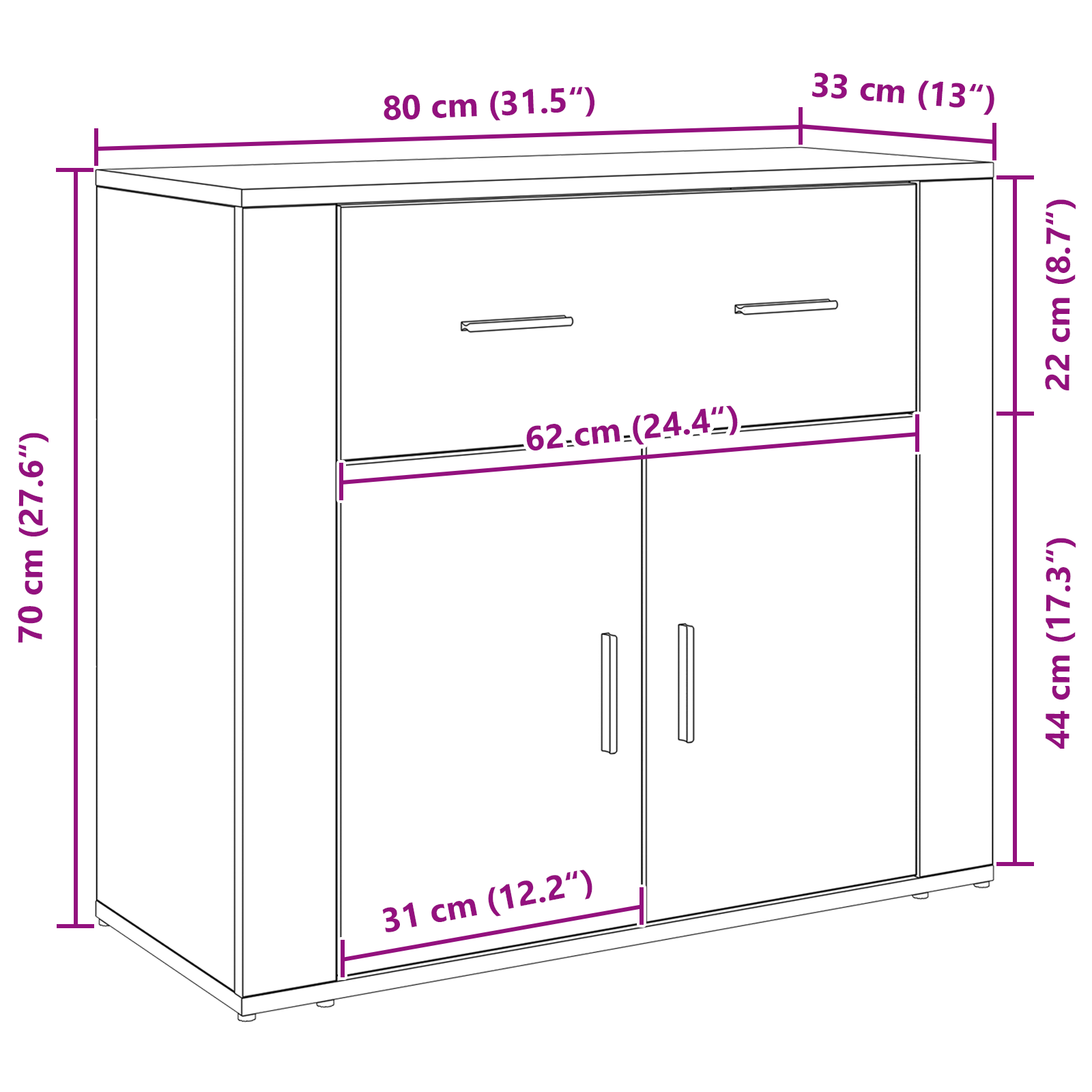 Sideboard Black Oak 80x33x70 cm Engineered Wood - Image 11