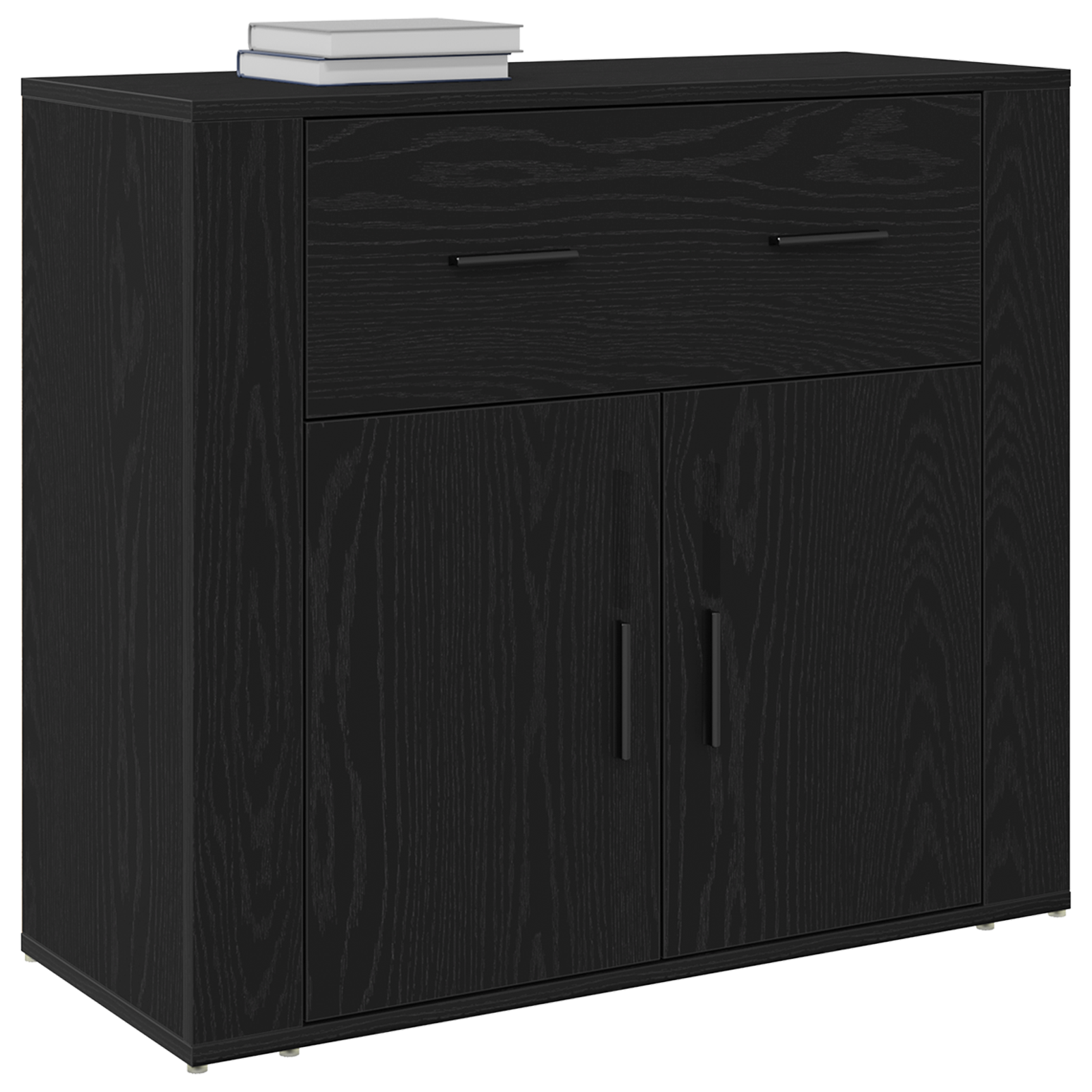 Sideboard Black Oak 80x33x70 cm Engineered Wood - Image 3
