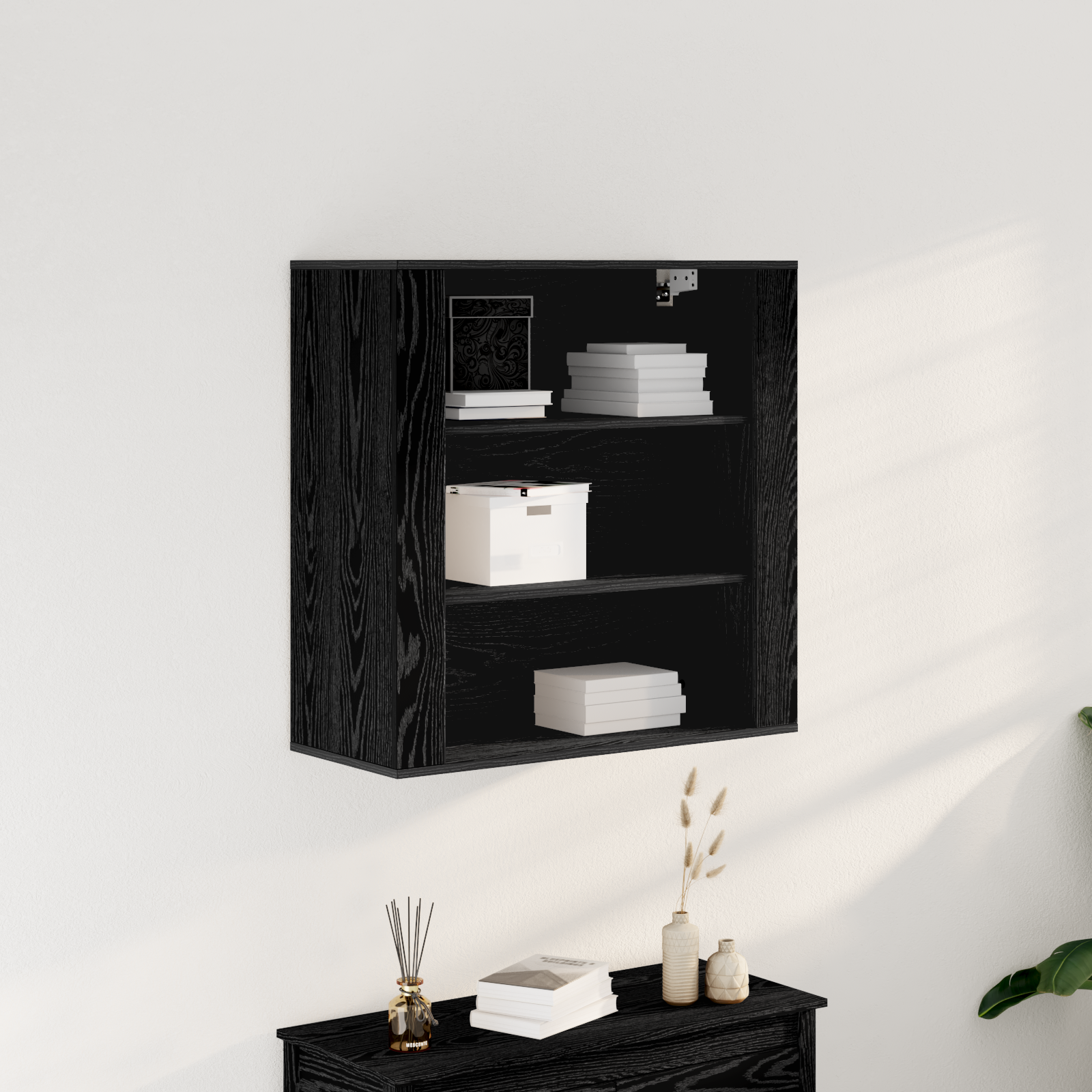 Wall Cabinet Black Oak 80x33x80 cm Engineered Wood