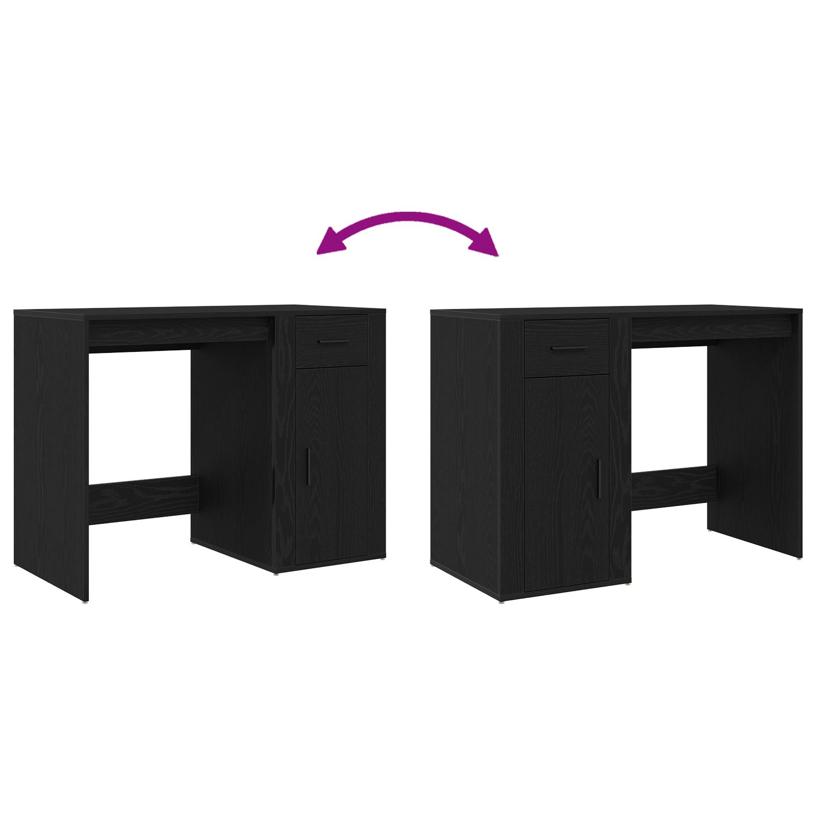 Desk Black Oak 100x49x75 cm Engineered Wood - Image 11