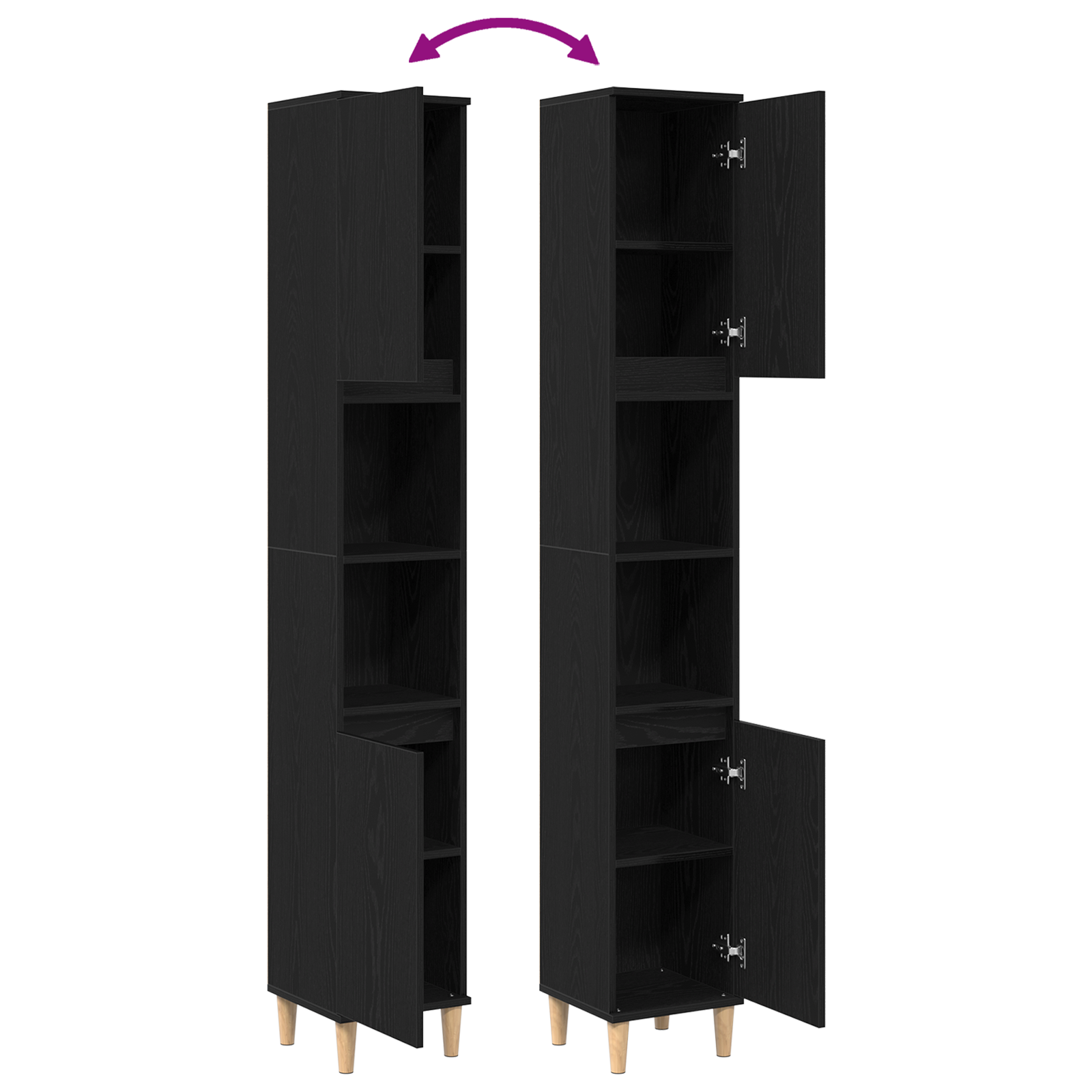 Bathroom Cabinet Black Oak 30x30x190 cm Engineered Wood - Image 11