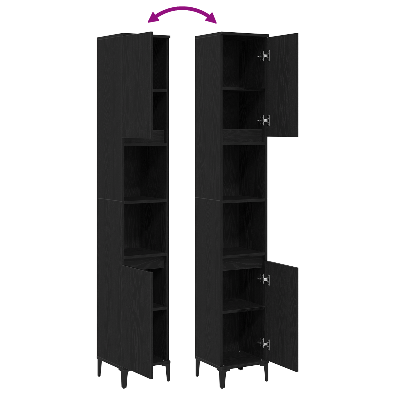 Bathroom Cabinet Black Oak 30x30x190 cm Engineered Wood - Image 11