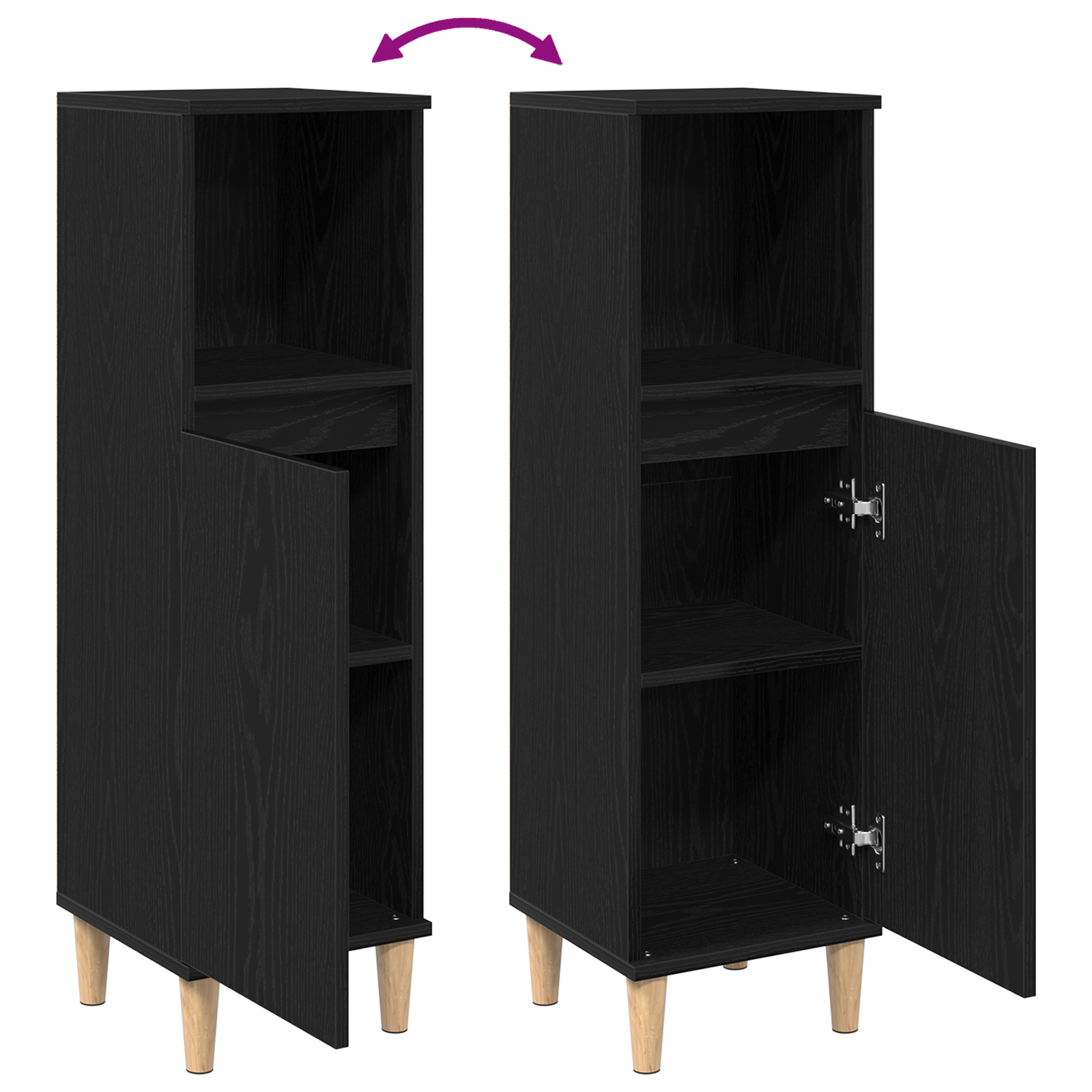 Bathroom Cabinet Black Oak 30x30x100 cm Engineered Wood - Image 11