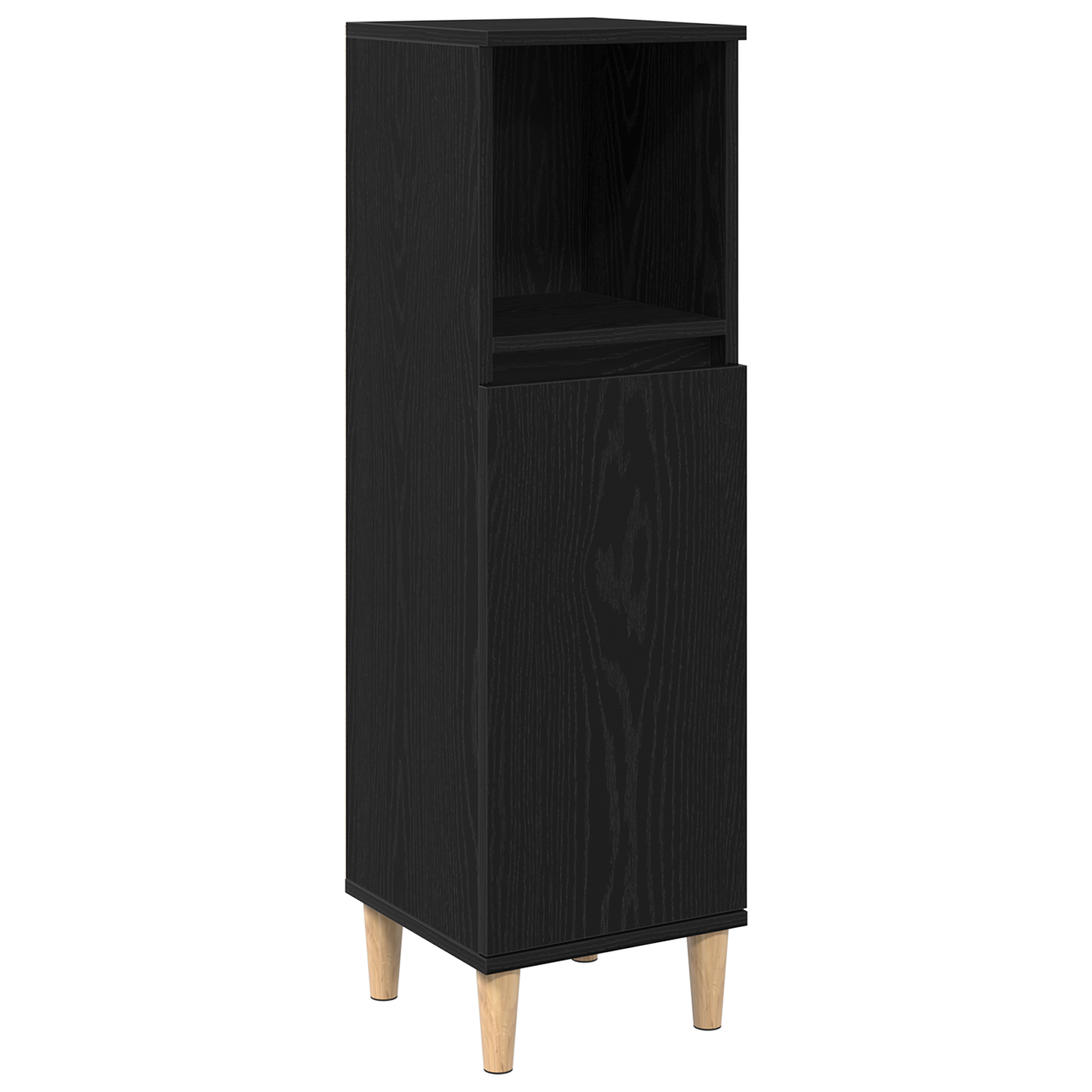 Bathroom Cabinet Black Oak 30x30x100 cm Engineered Wood - Image 2