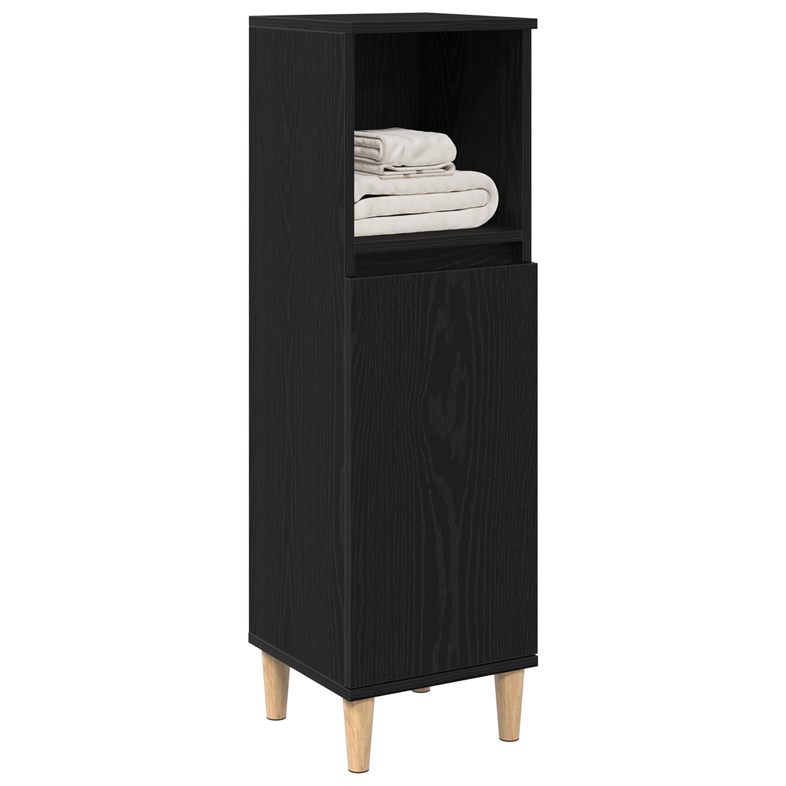 Bathroom Cabinet Black Oak 30x30x100 cm Engineered Wood - Image 3