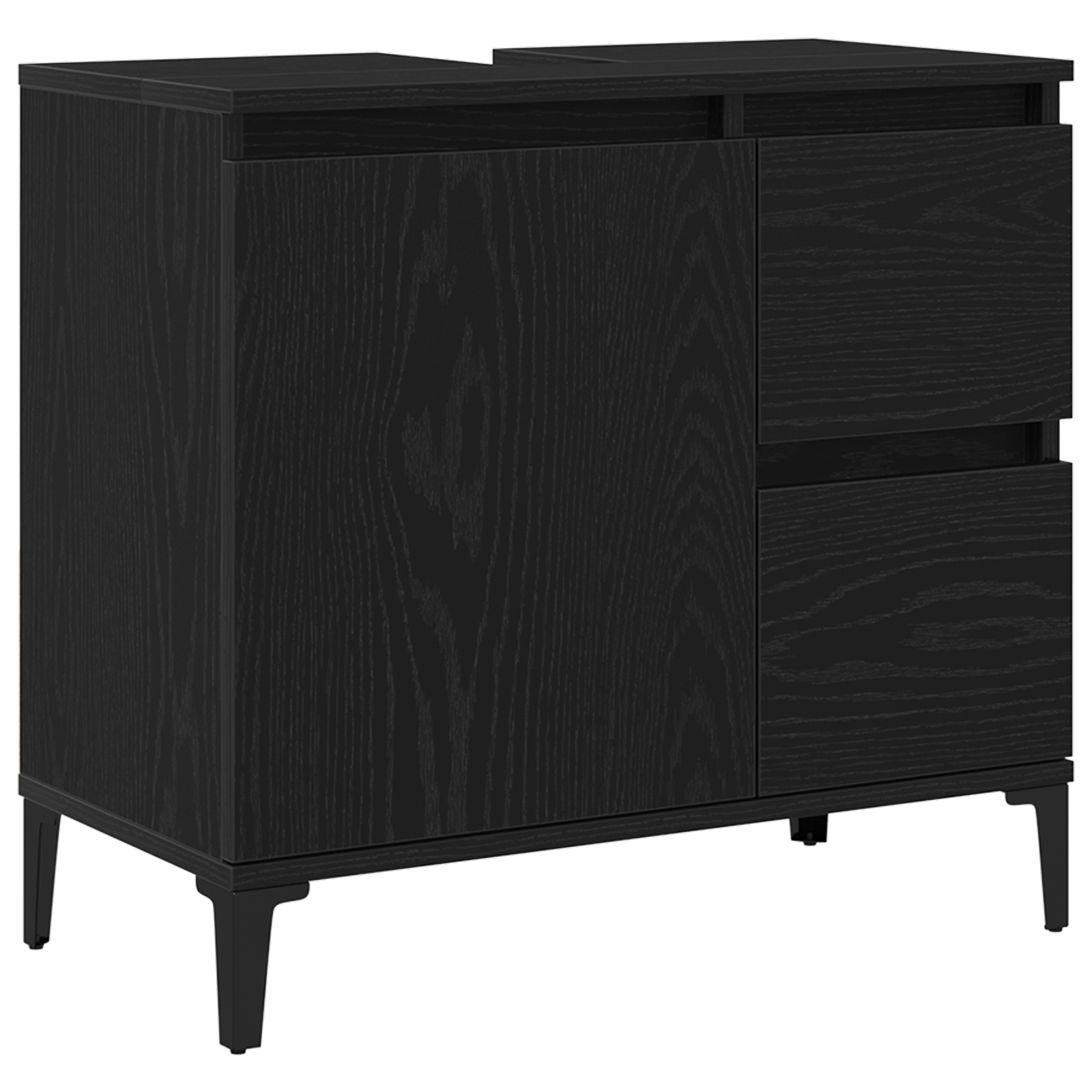 Thumbnail - vidaXL Waschbeckenschrank Schwarz Eiche 65x33x60 cm Holzwerkstoff