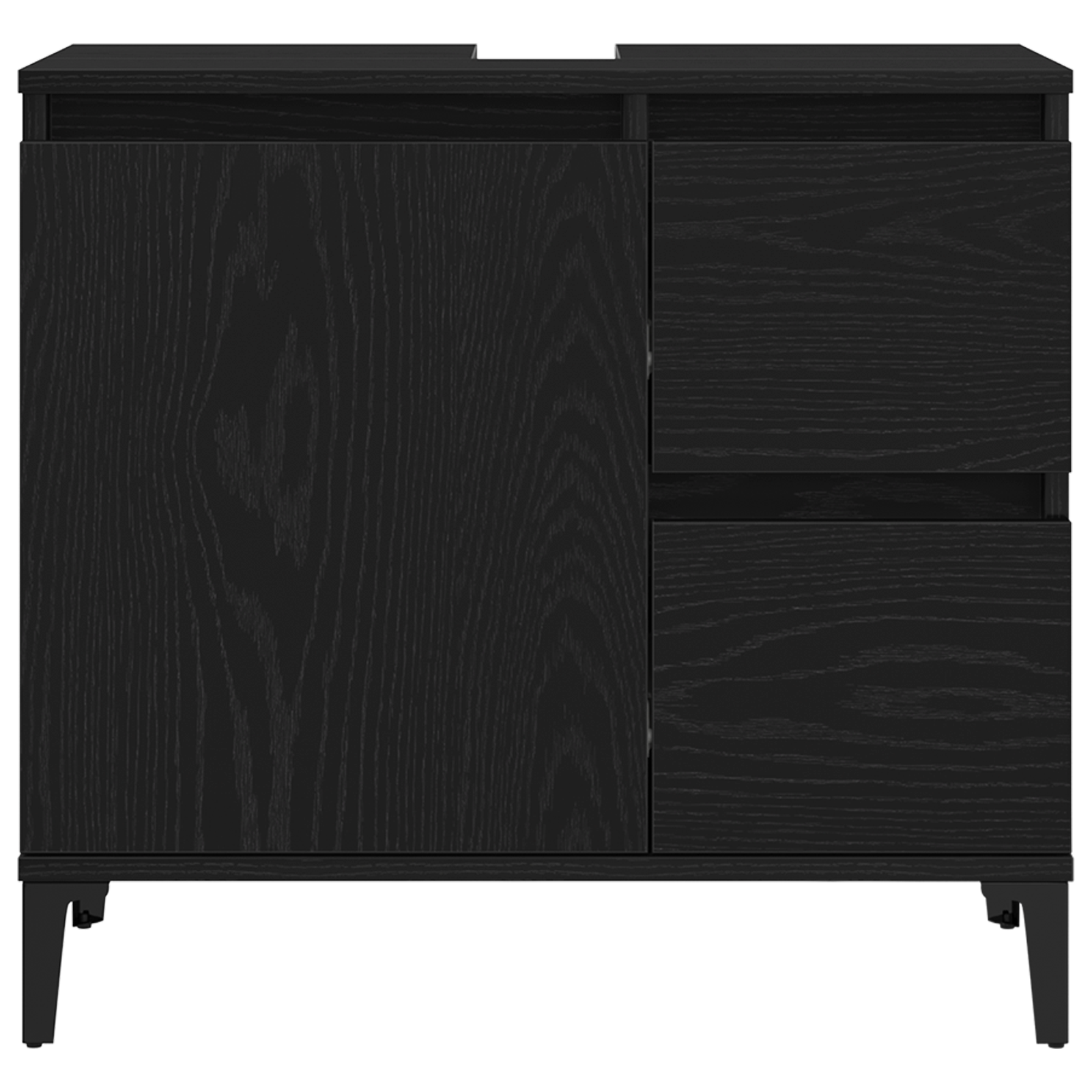 Black Oak Sink Cabinet 65x33x60 cm Made from Engineered Wood - Image 7