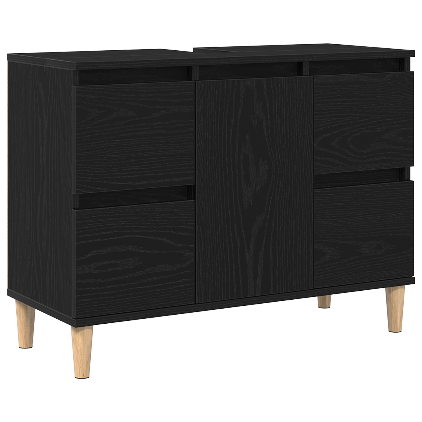 Thumbnail - vidaXL Waschbeckenunterschrank Schwarz Eiche 80x33x60 cm Holzwerkstoff