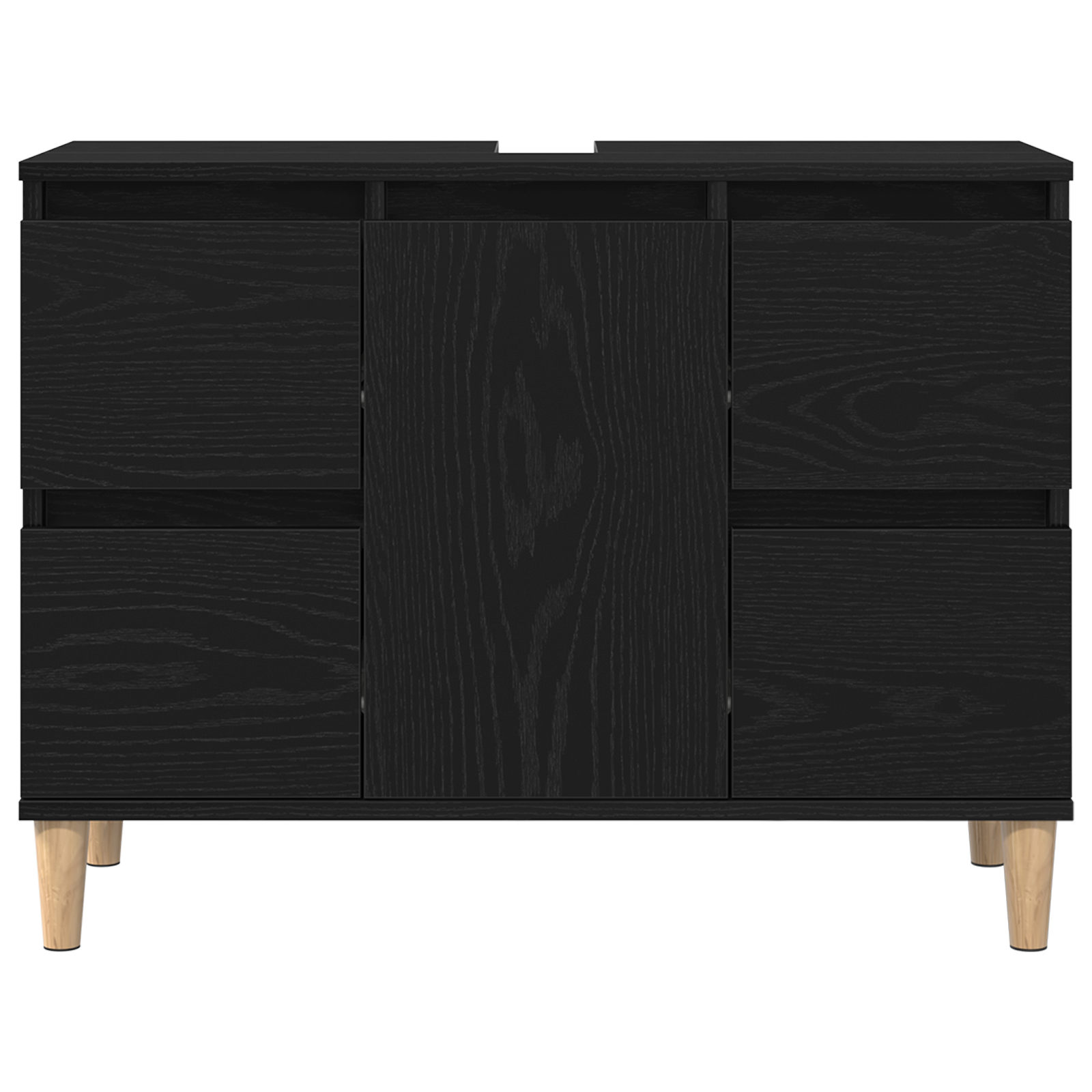 Sink Cabinet Black Oak 80x33x60 cm Engineered Wood - Image 7