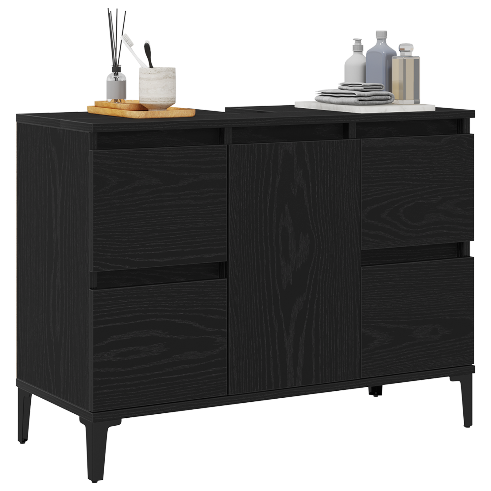 Bathroom Sink Cabinet in Black Oak - 80x33x60 cm, Made from Engineered Wood - Image 3