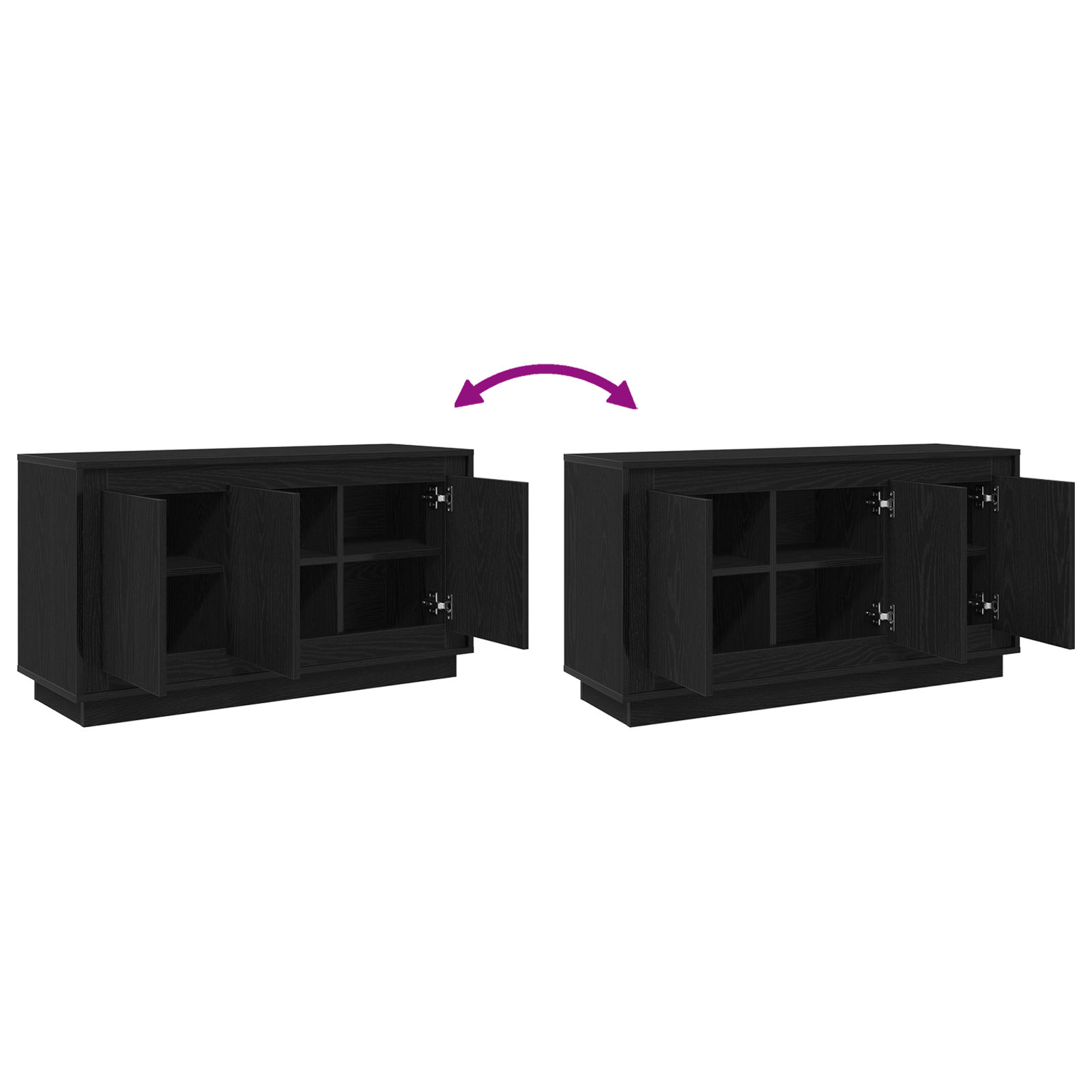 Sideboard Black Oak 102x35x55 cm Engineered Wood - Image 11