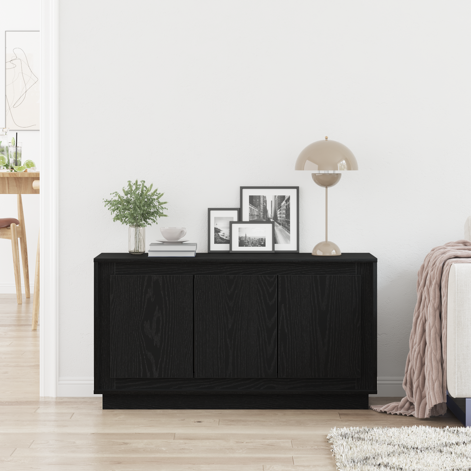 Sideboard Black Oak 102x35x55 cm Engineered Wood - Image 4