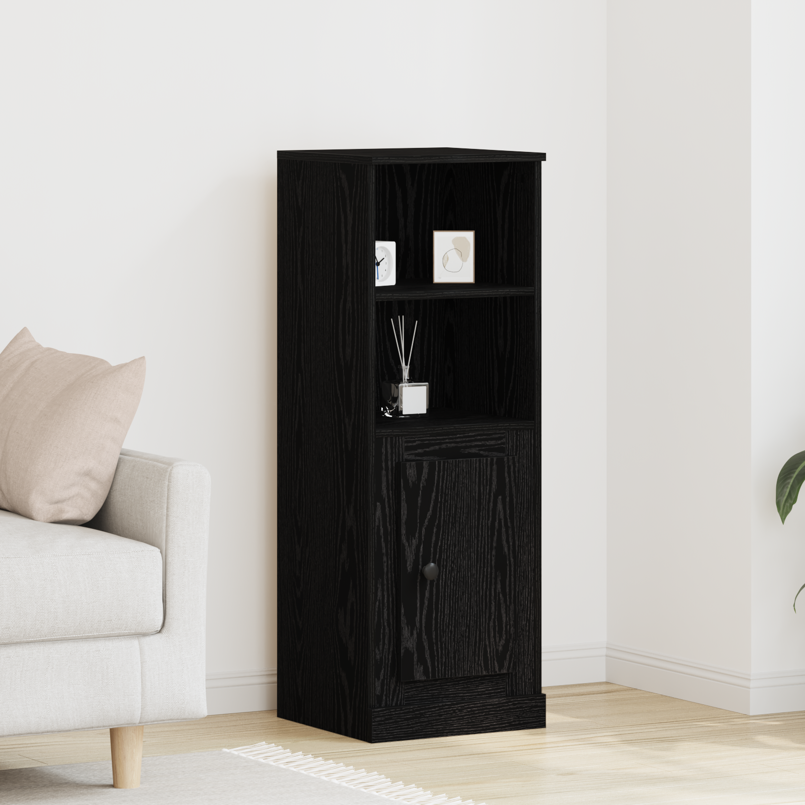 Highboard Black Oak 36x35.5x103.5 cm Engineered Wood